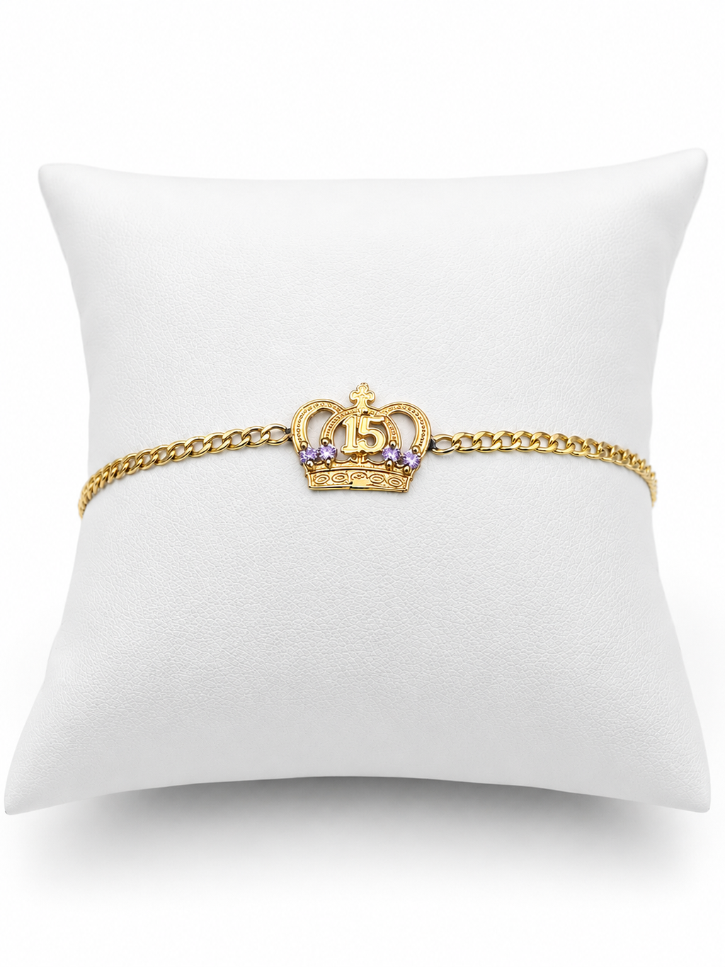 14k Solid Gold Bracelet Link 15 Birthday Crown