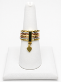 14k Solid Gold Ring Semanario Style with Heart Pendant