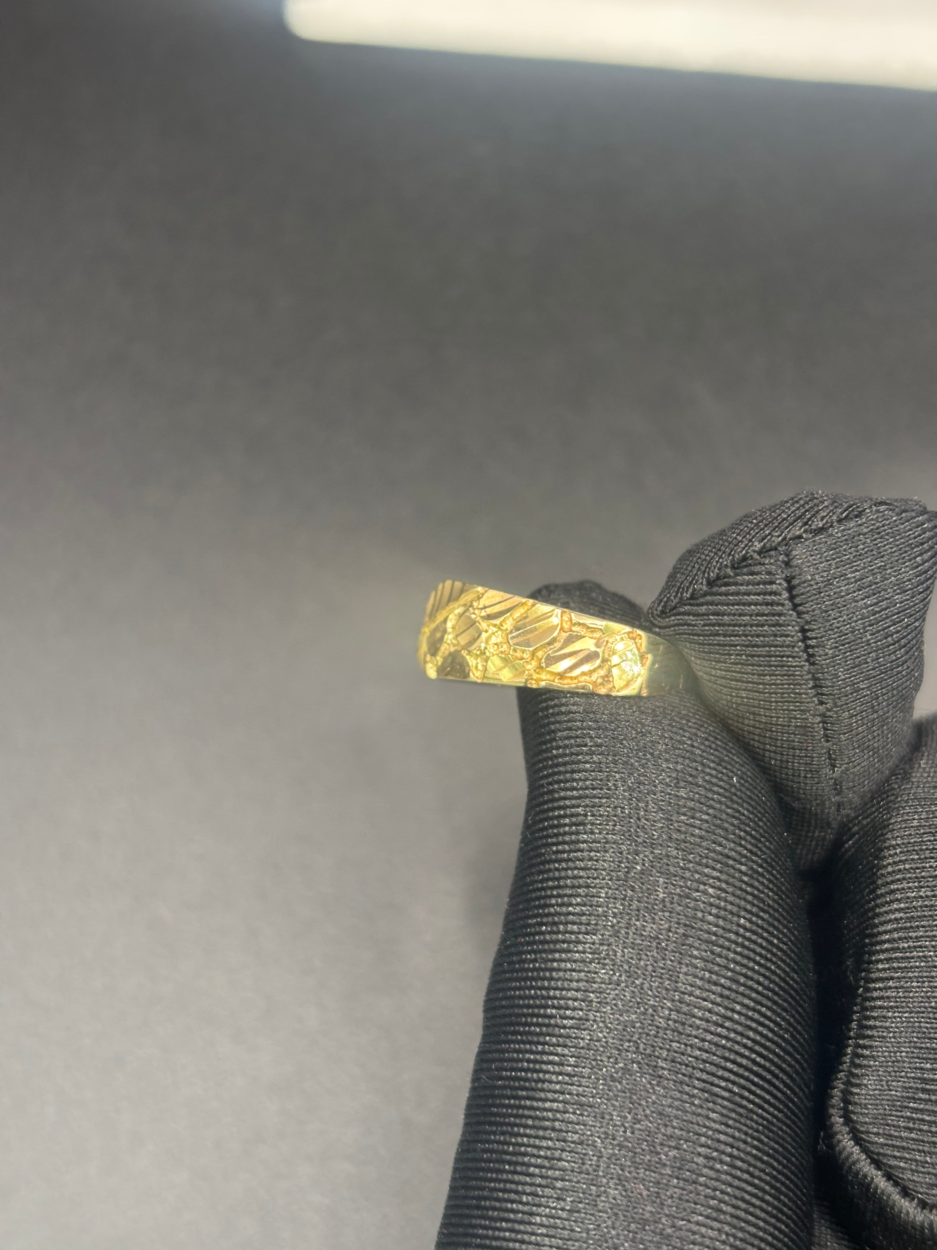 14k Solid Fine Italian Gold Nugget Ring
