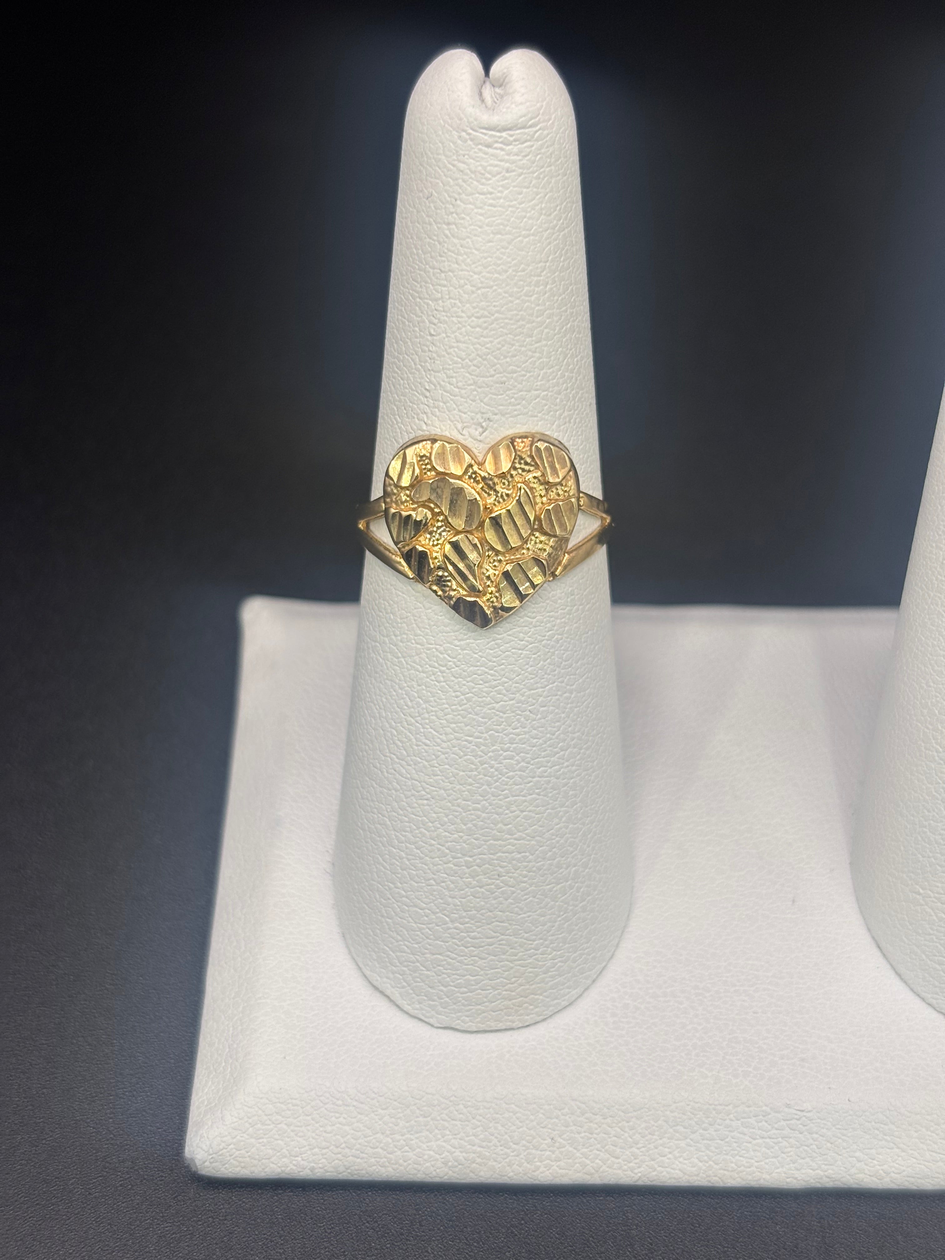 14k Solid Fine Italian Gold Nugget Hearth Ring