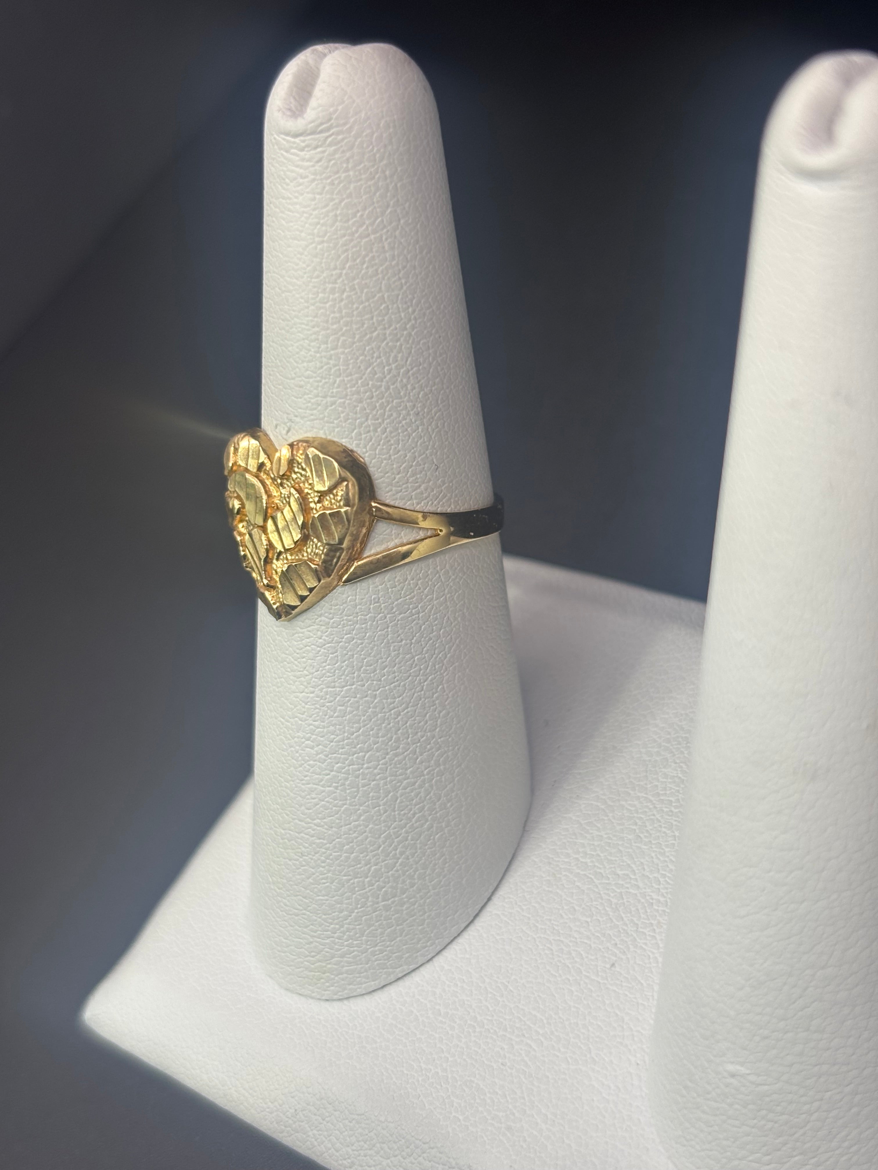 14k Solid Fine Italian Gold Nugget Hearth Ring