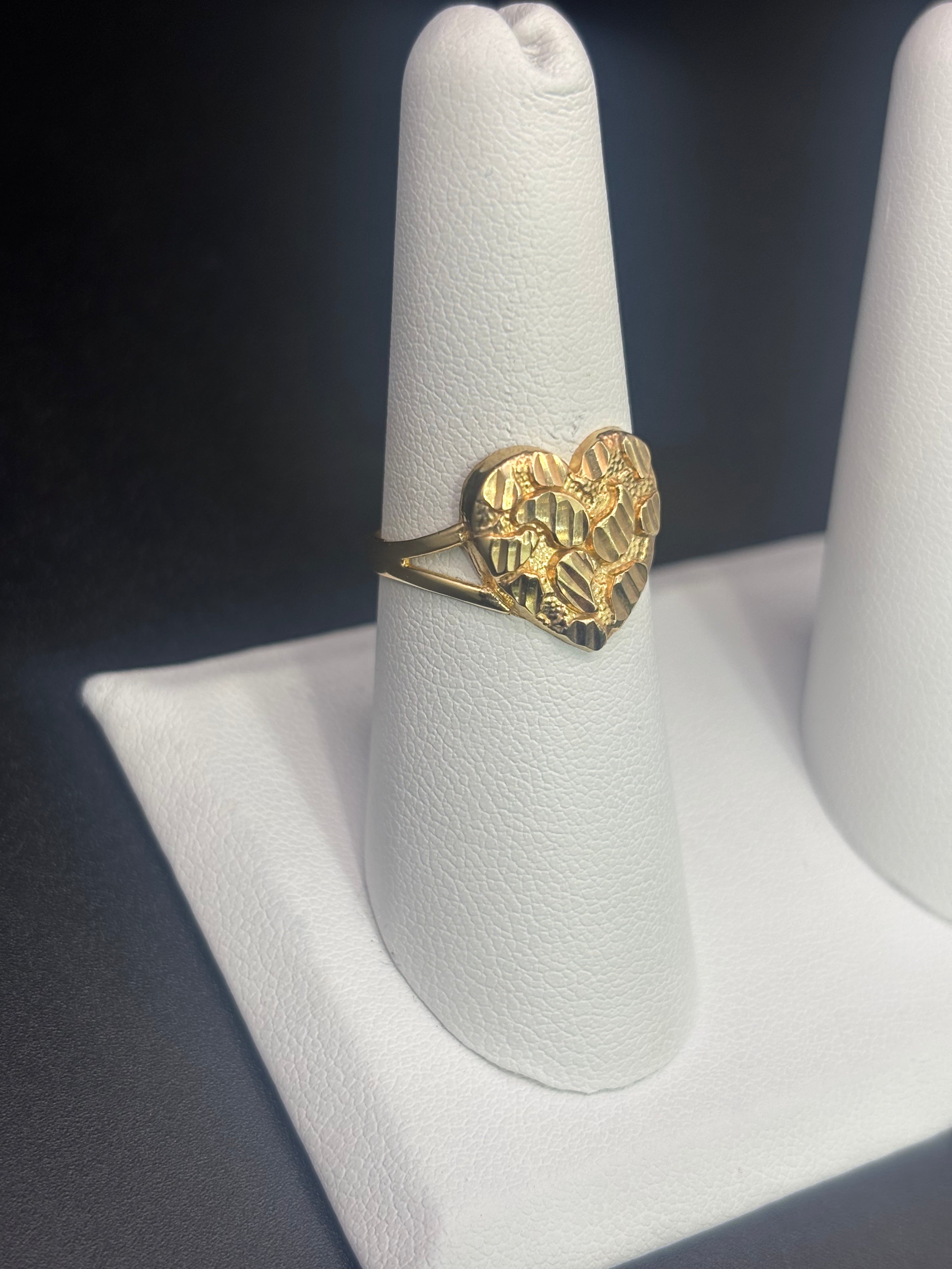 14k Solid Fine Italian Gold Nugget Hearth Ring