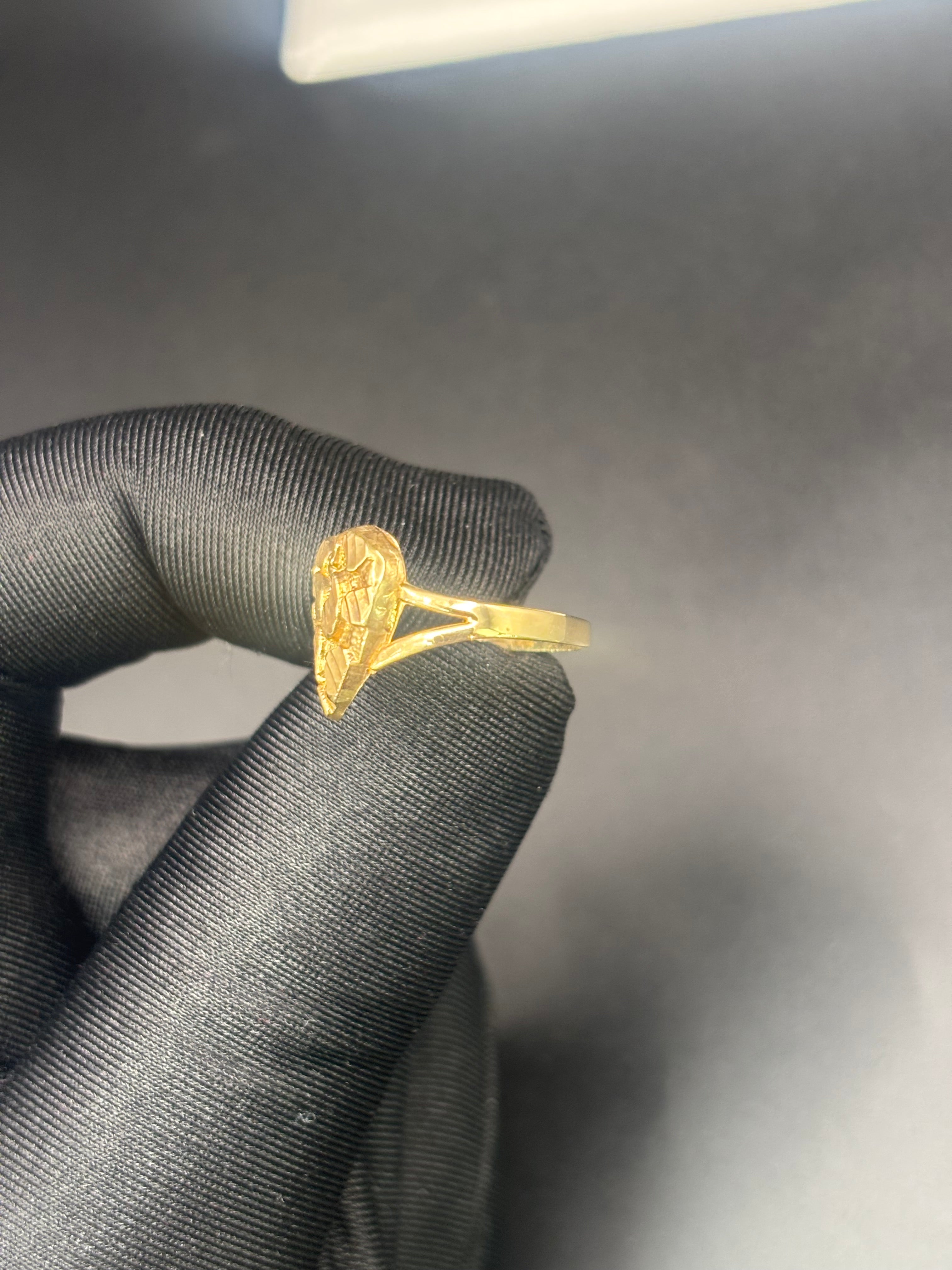 14k Solid Fine Italian Gold Nugget Hearth Ring