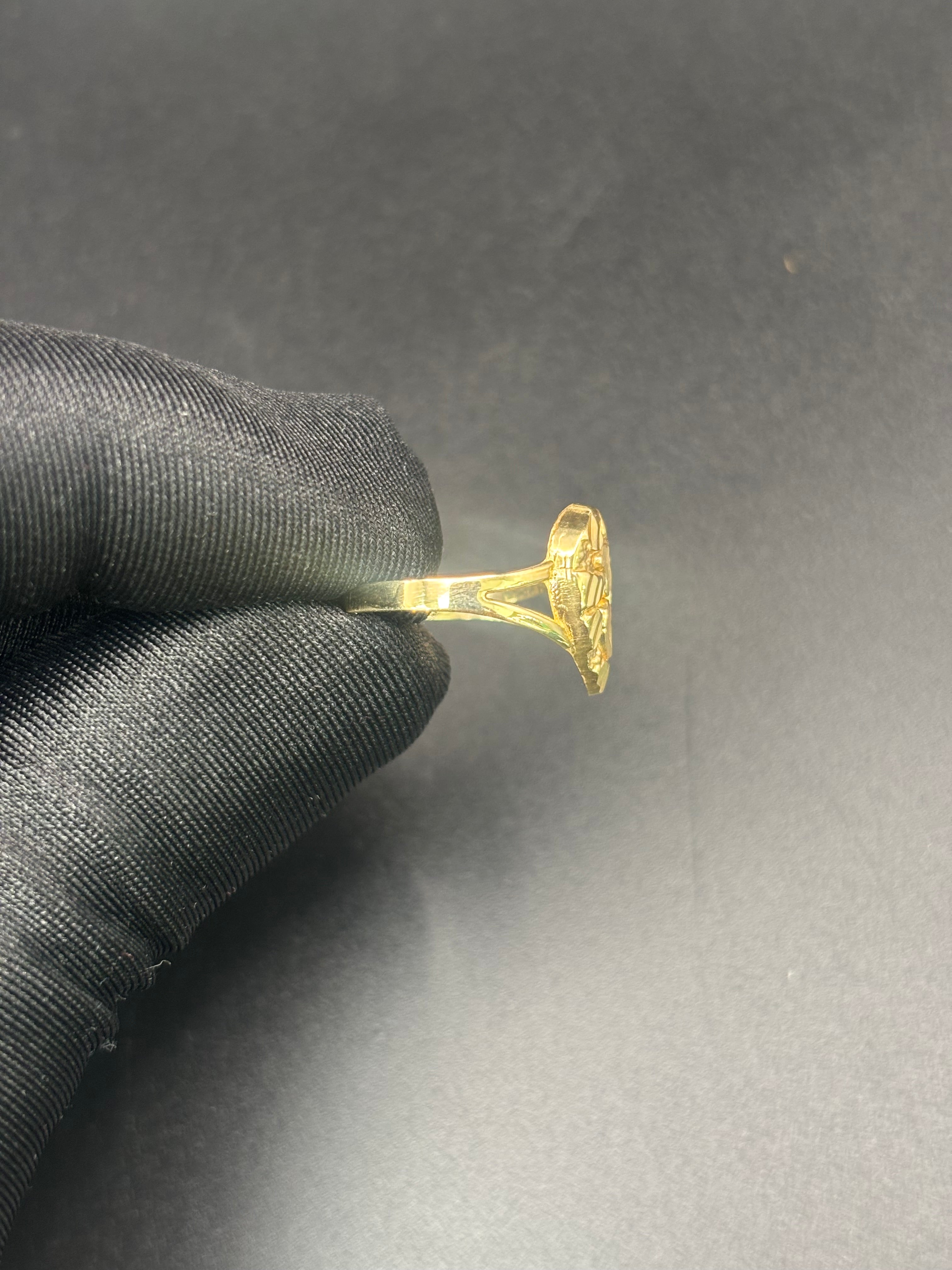 14k Solid Fine Italian Gold Nugget Hearth Ring