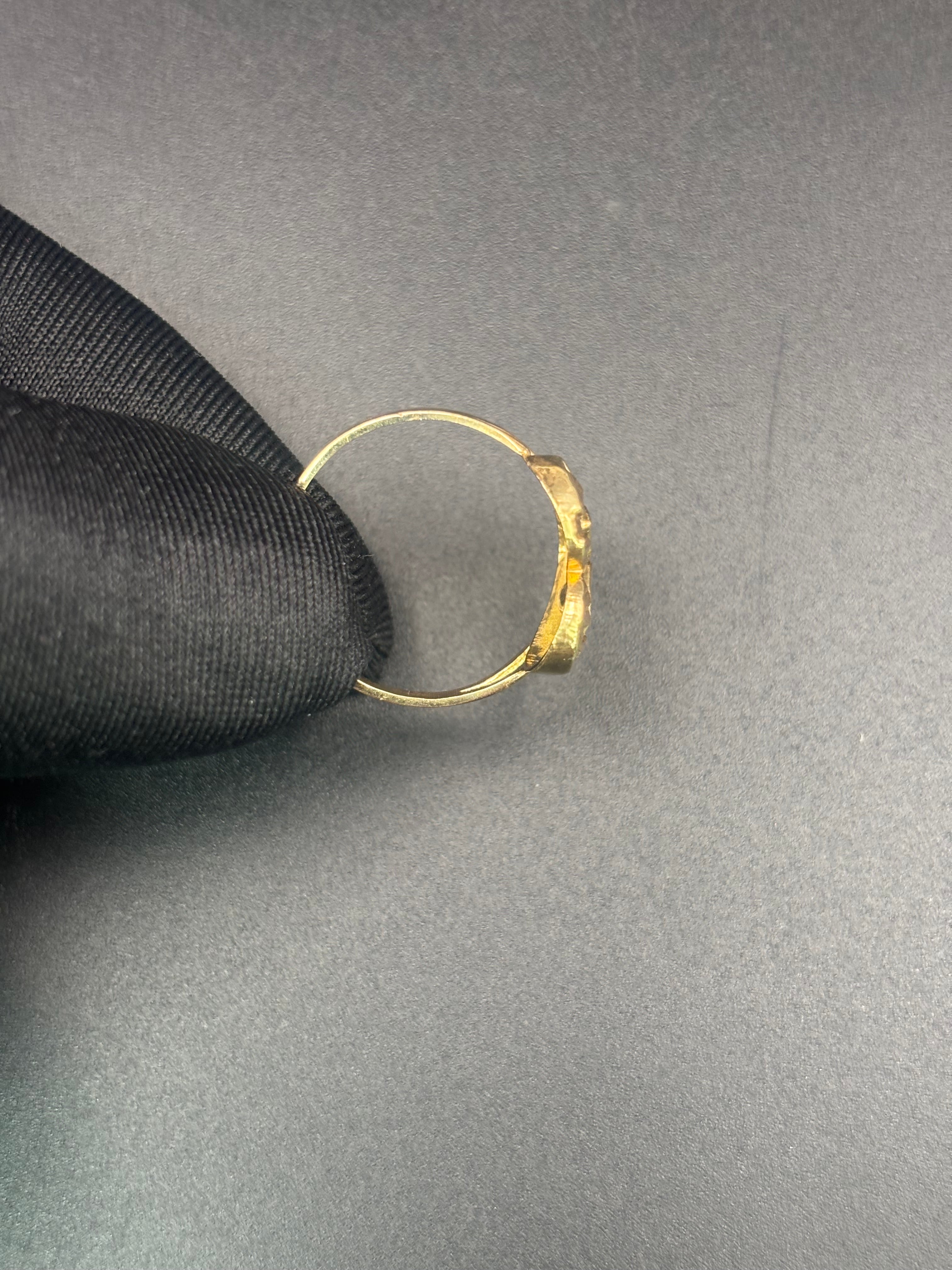 14k Solid Fine Italian Gold Nugget Hearth Ring