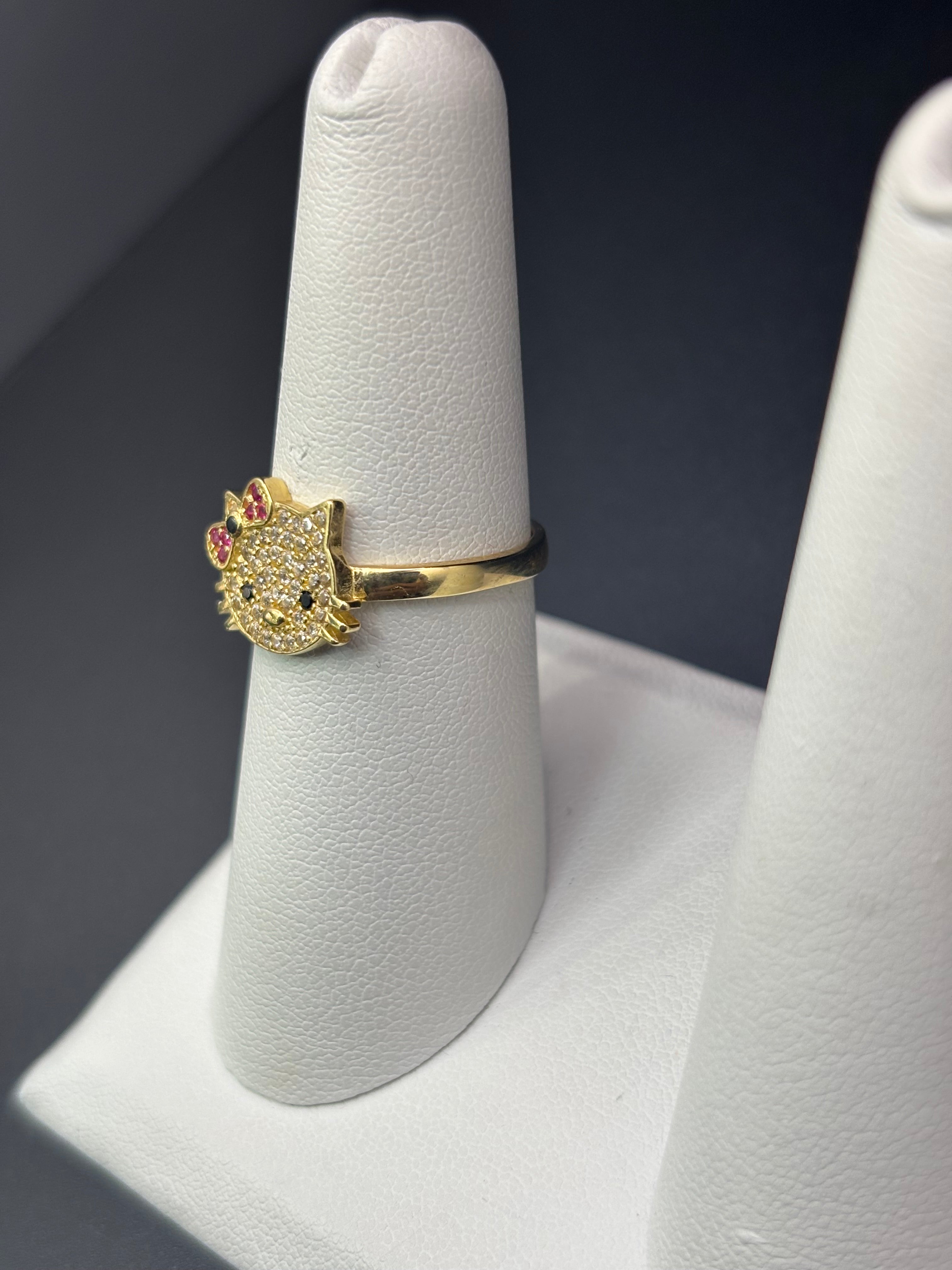 14k Solid Fine Italian Gold Ring Hello Kitty