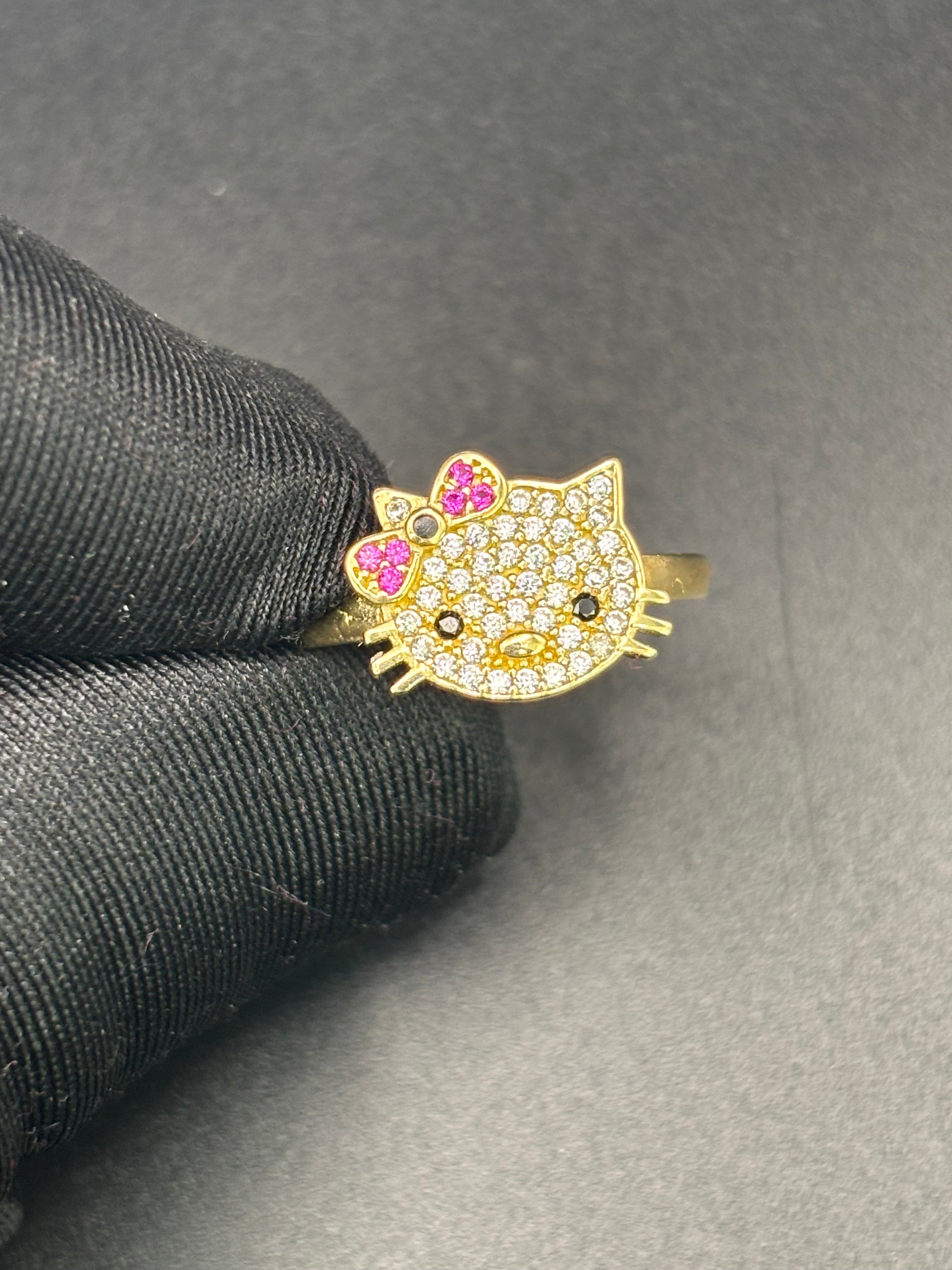 14k Solid Fine Italian Gold Ring Hello Kitty
