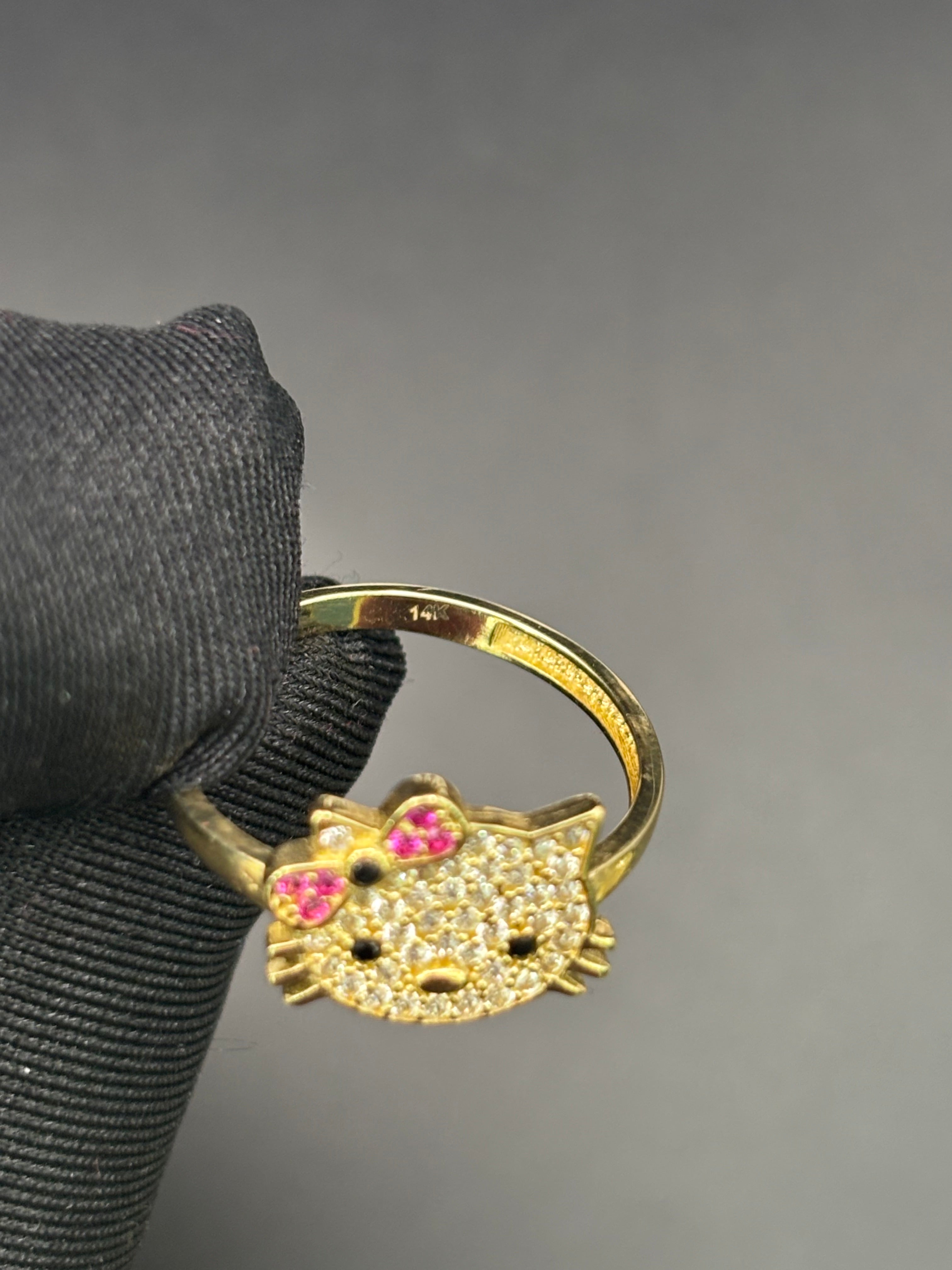 14k Solid Fine Italian Gold Ring Hello Kitty