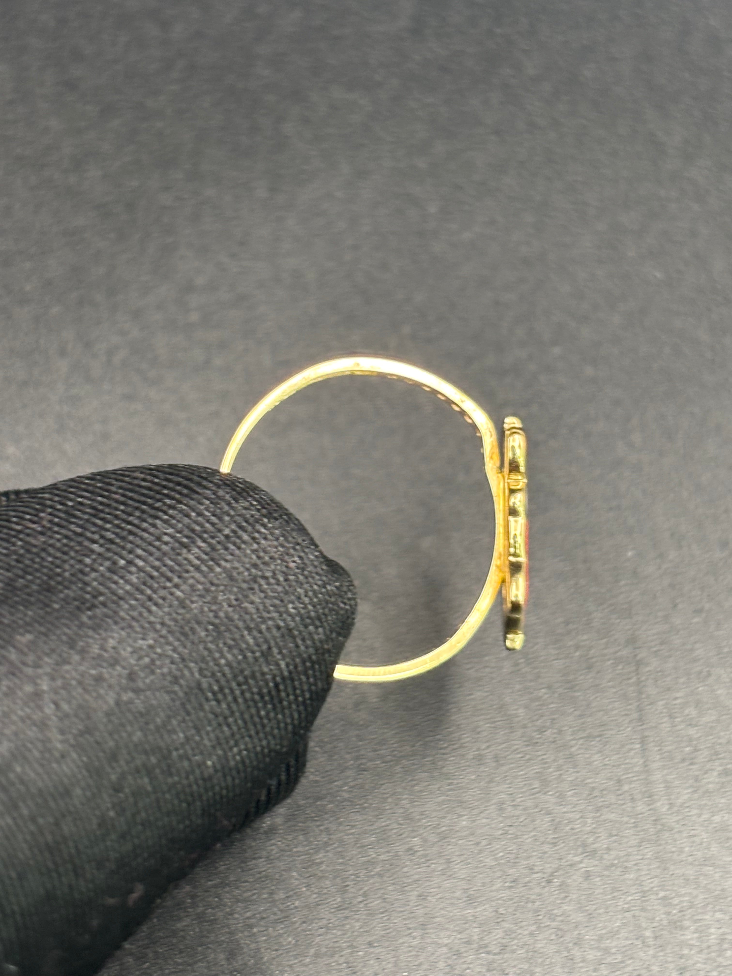 14k Solid Fine Italian Gold Ring Hello Kitty Red