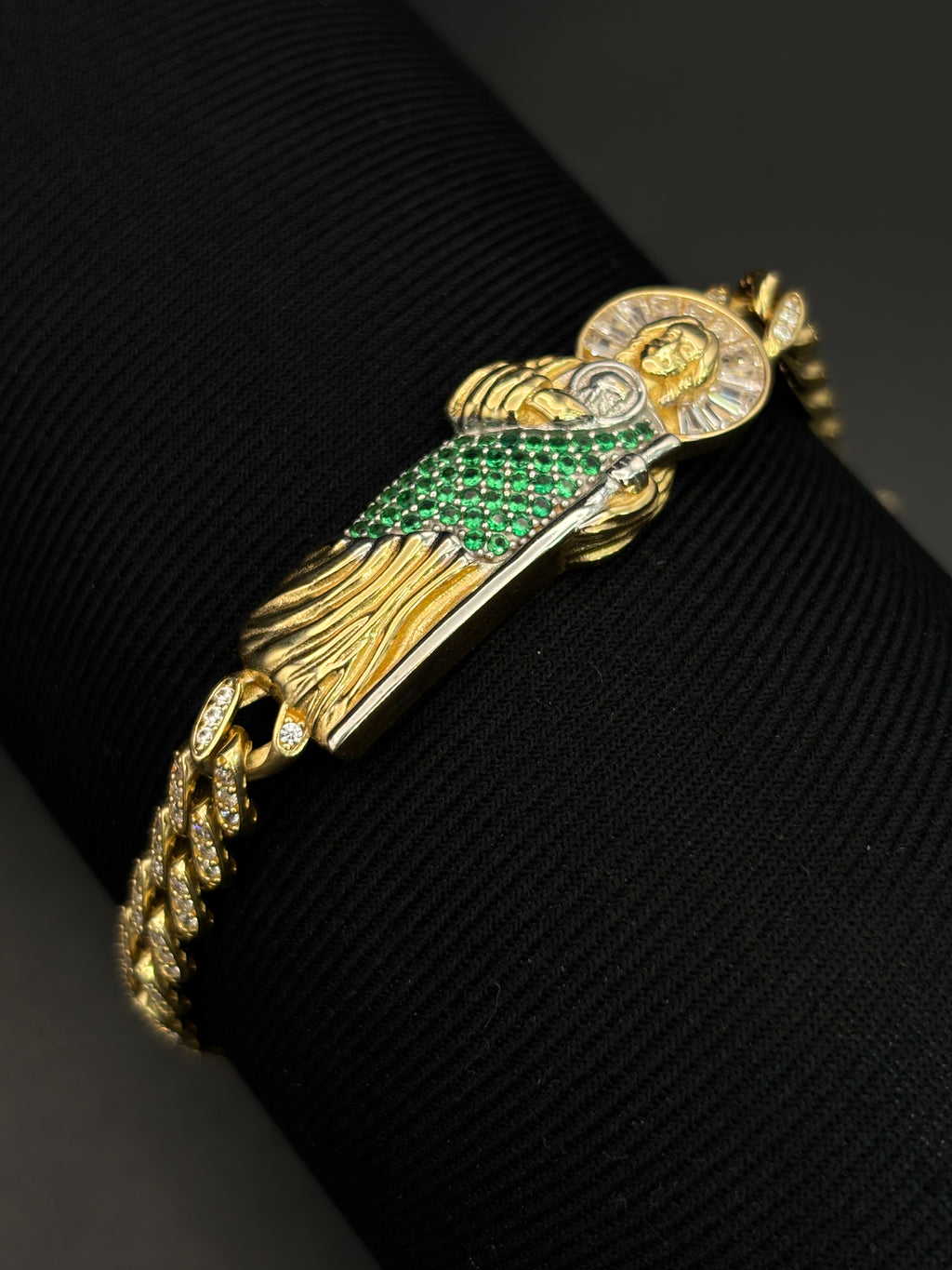 14k Solid Gold Cuban Link Bracelet San Judas