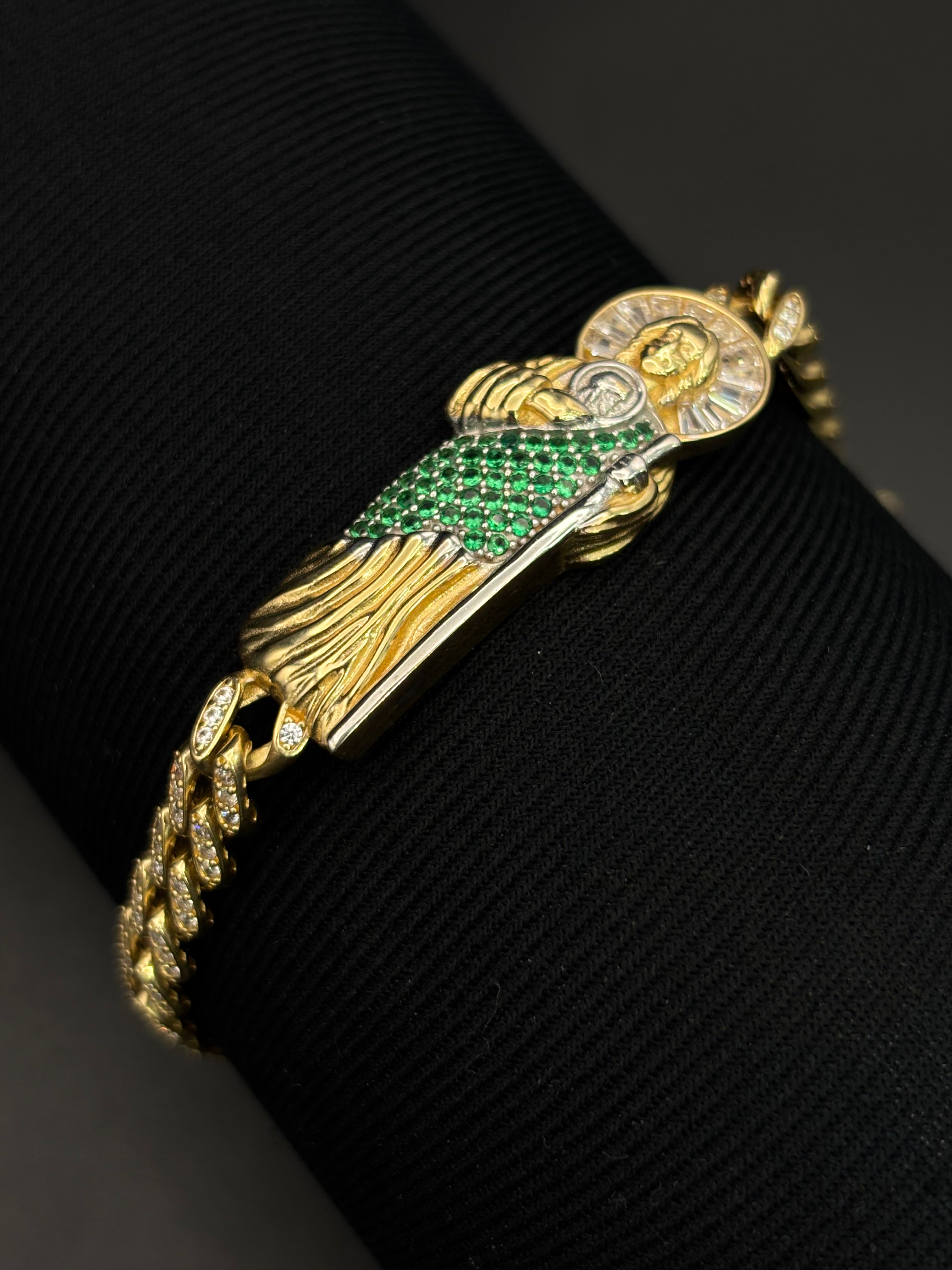 14k Solid Gold Cuban Link Bracelet San Judas
