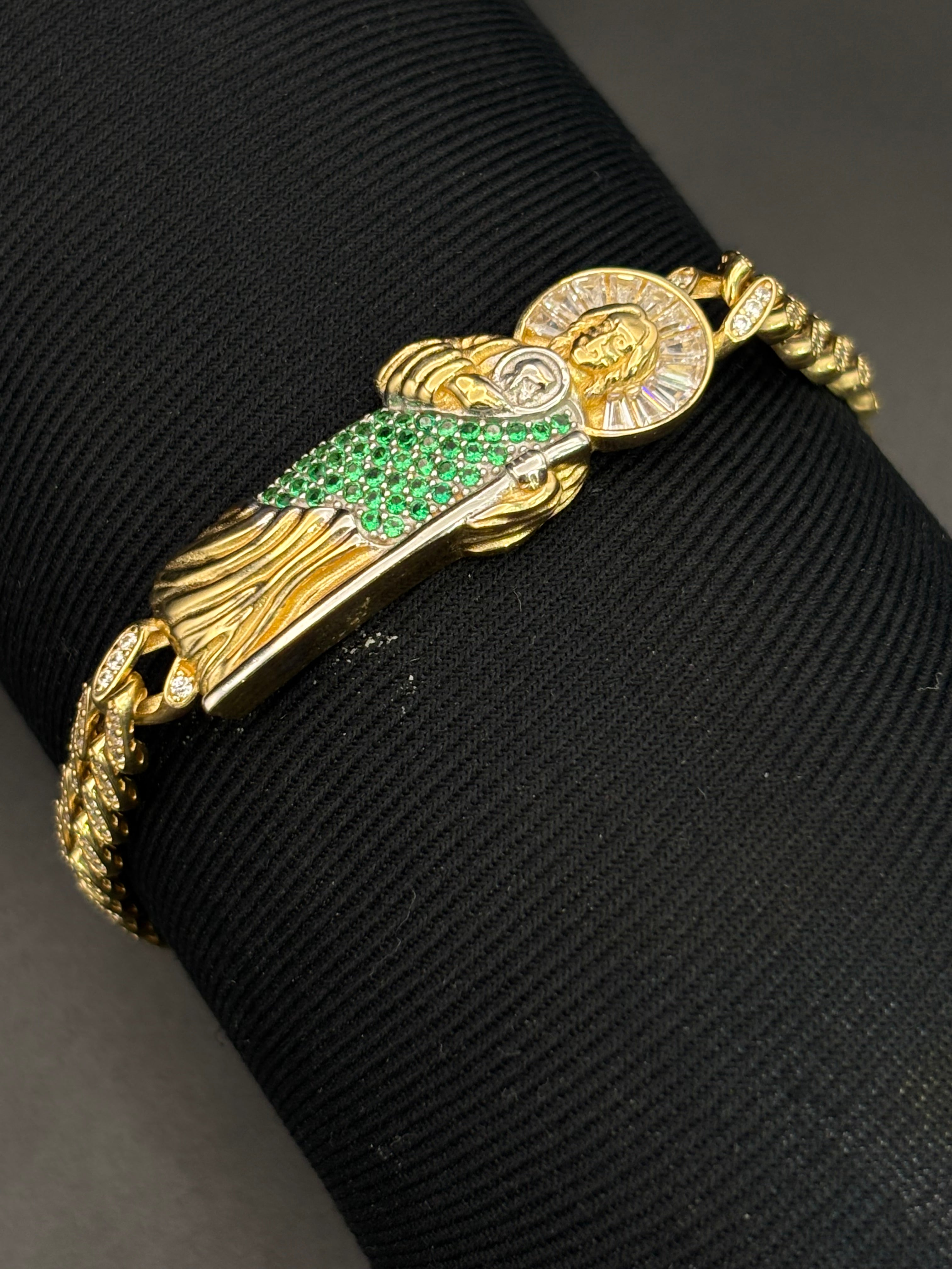 14k Solid Gold Cuban Link Bracelet San Judas