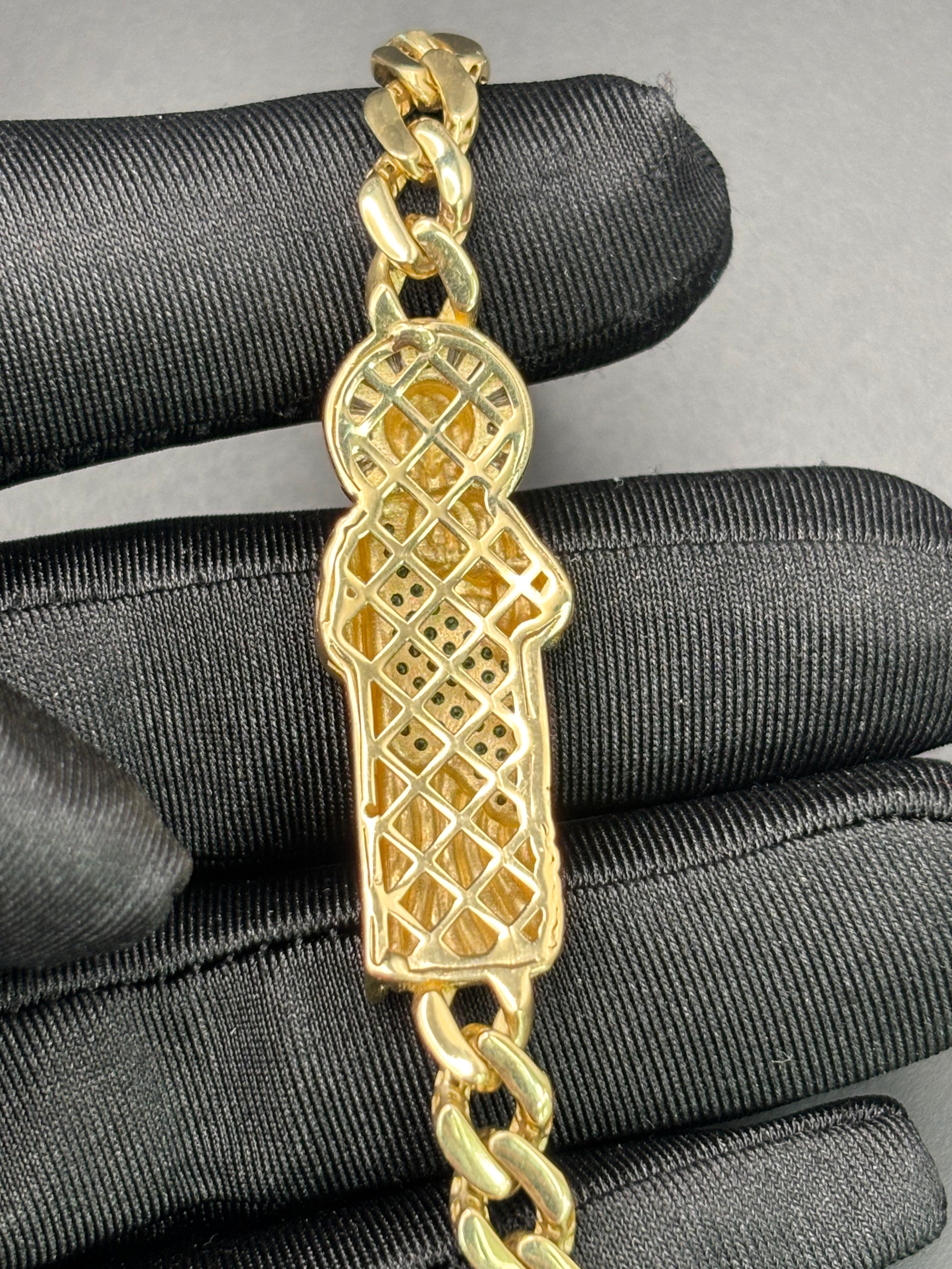 14k Solid Gold Cuban Link Bracelet San Judas