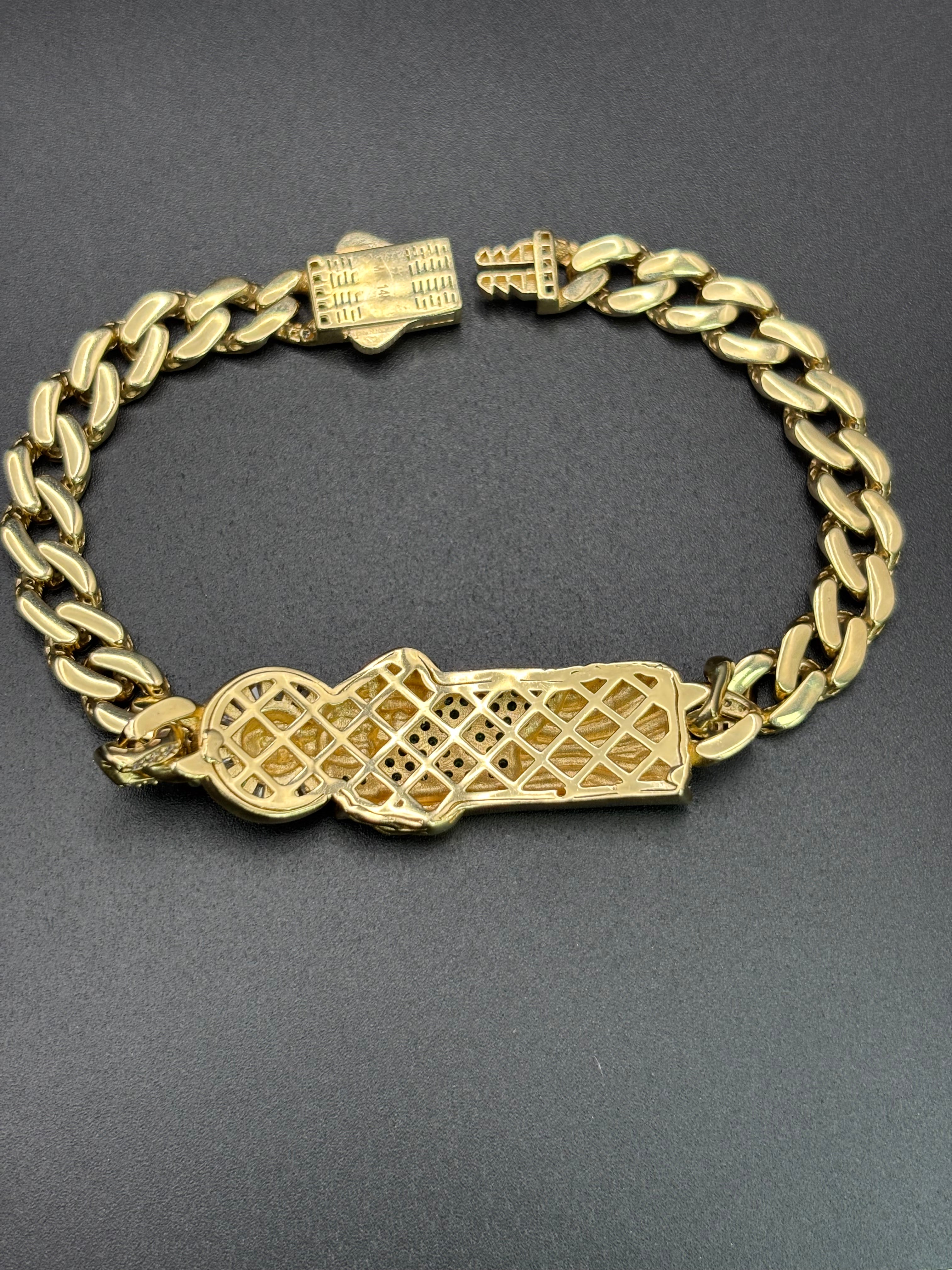 14k Solid Gold Cuban Link Bracelet San Judas