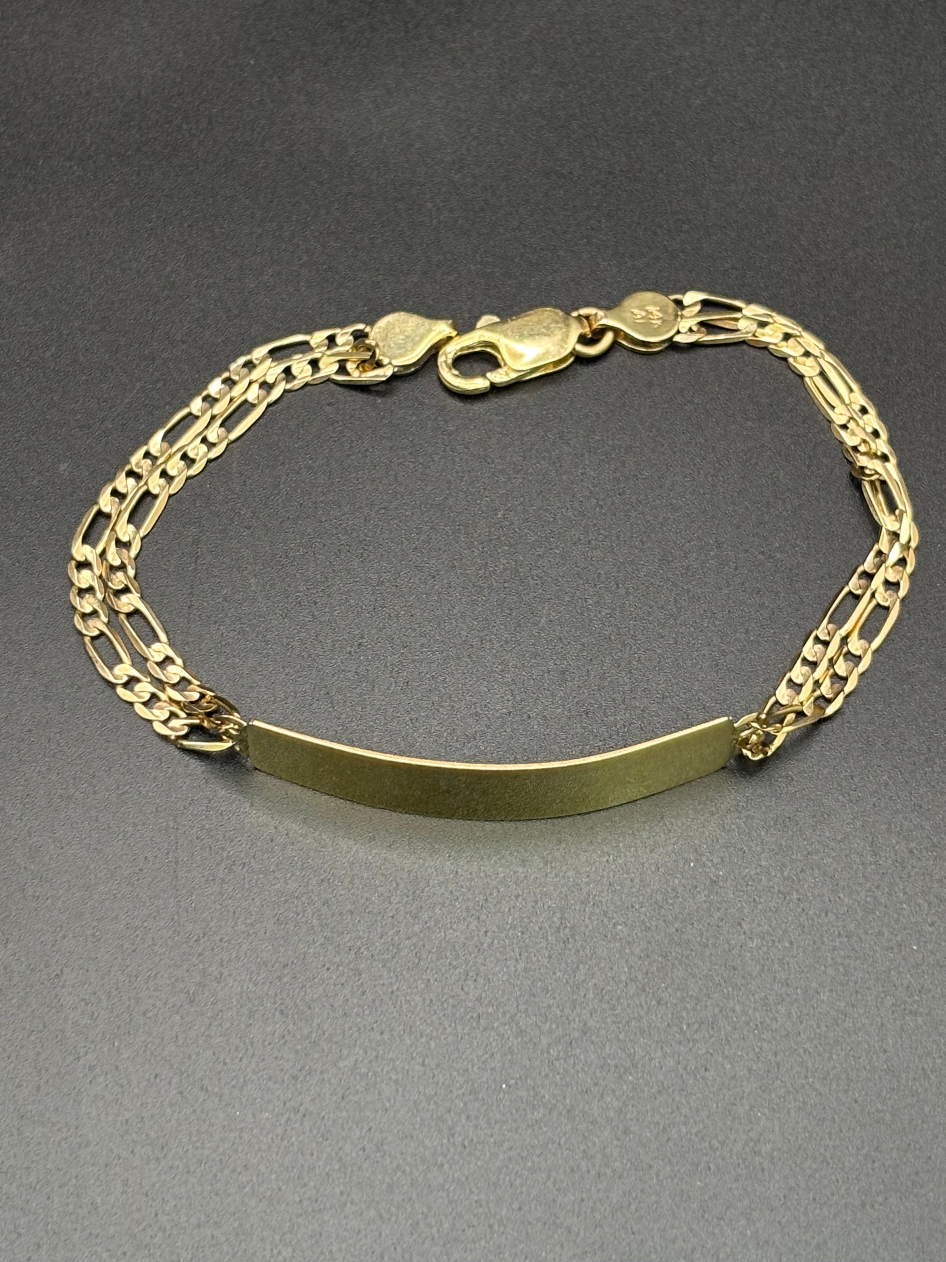 14k Solid Gold Figaro Link Bracelet