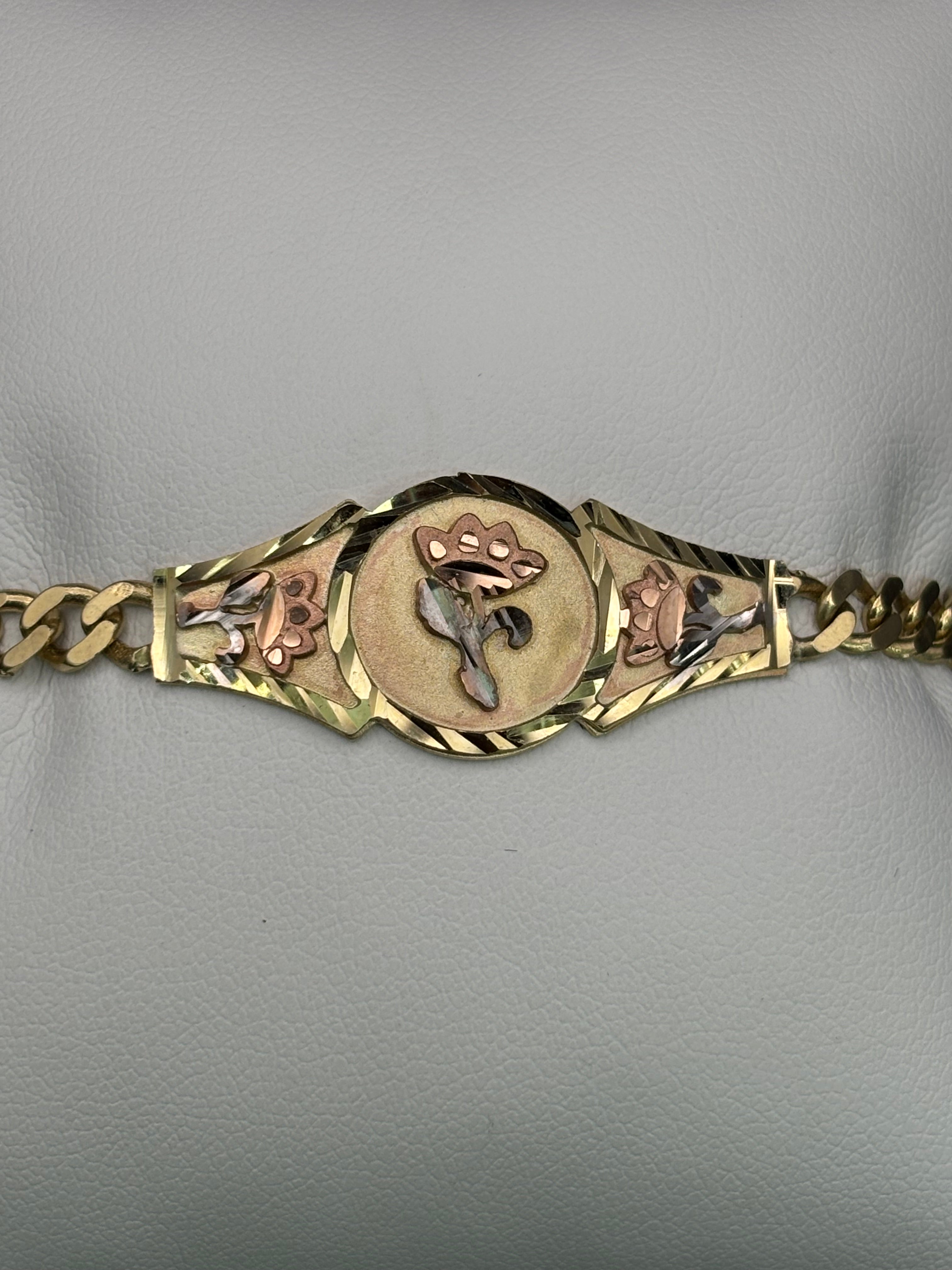 14k Solid Gold Cuban Link Bracelet Rose