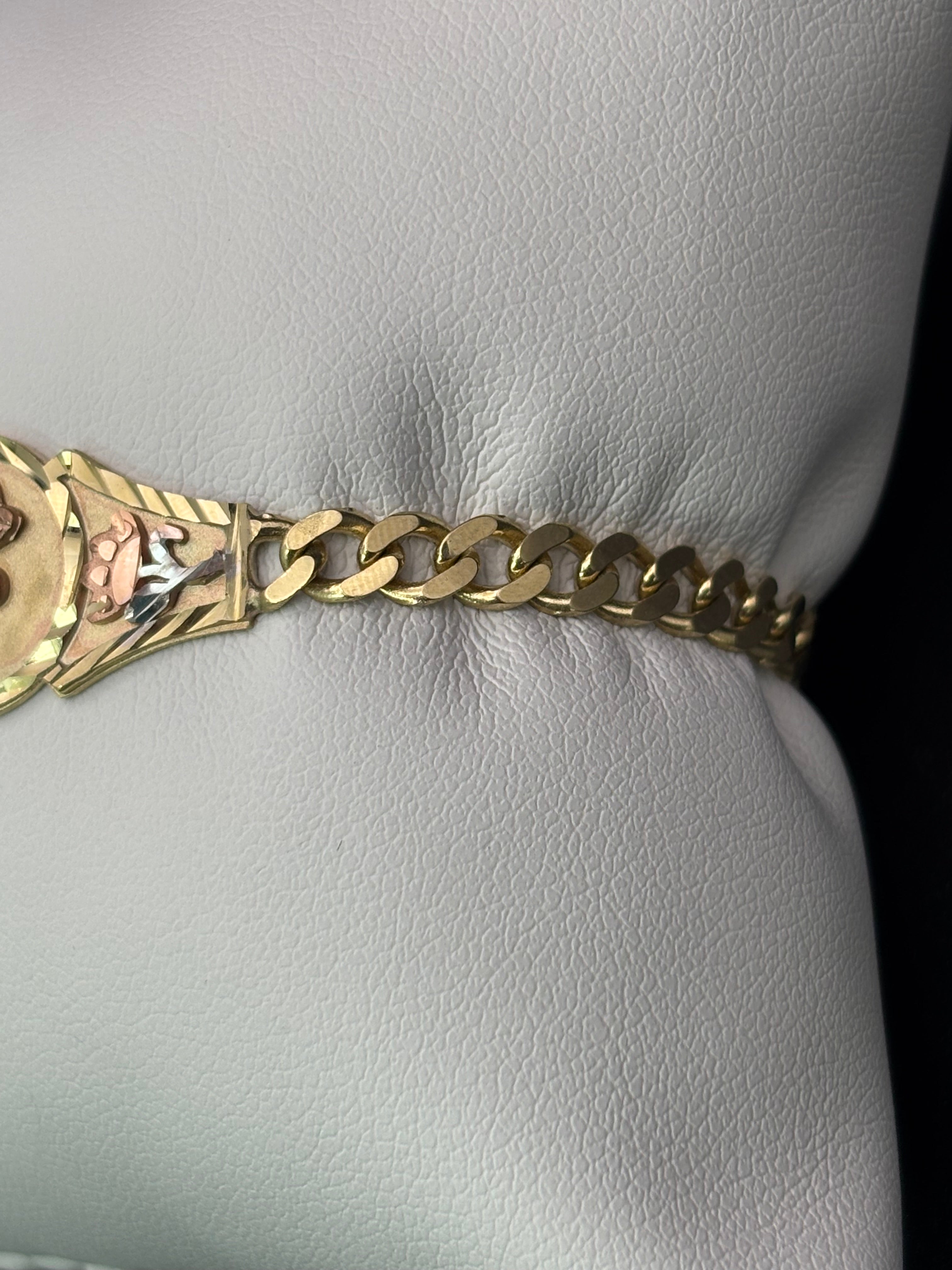 14k Solid Gold Cuban Link Bracelet Rose