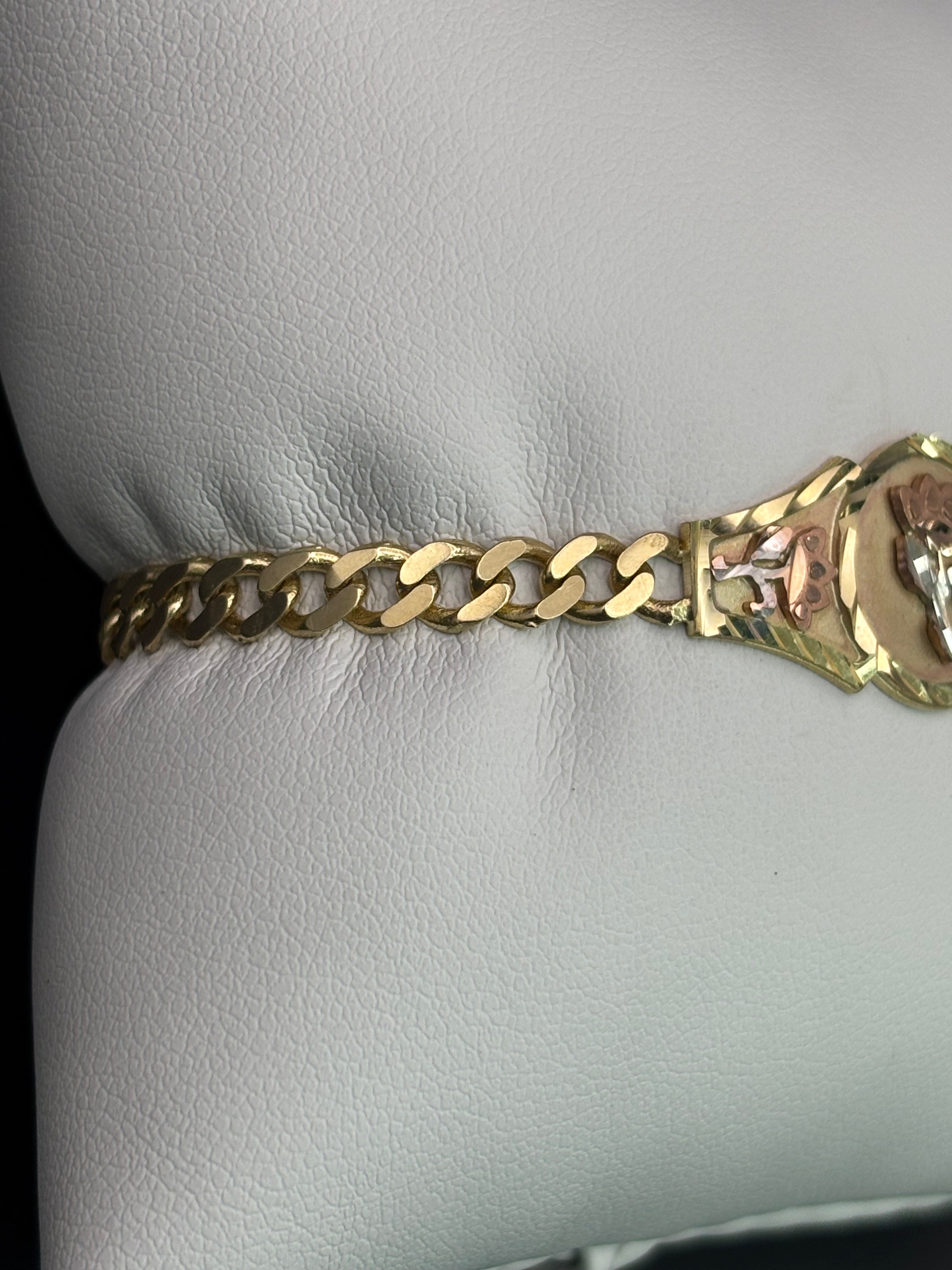 14k Solid Gold Cuban Link Bracelet Rose