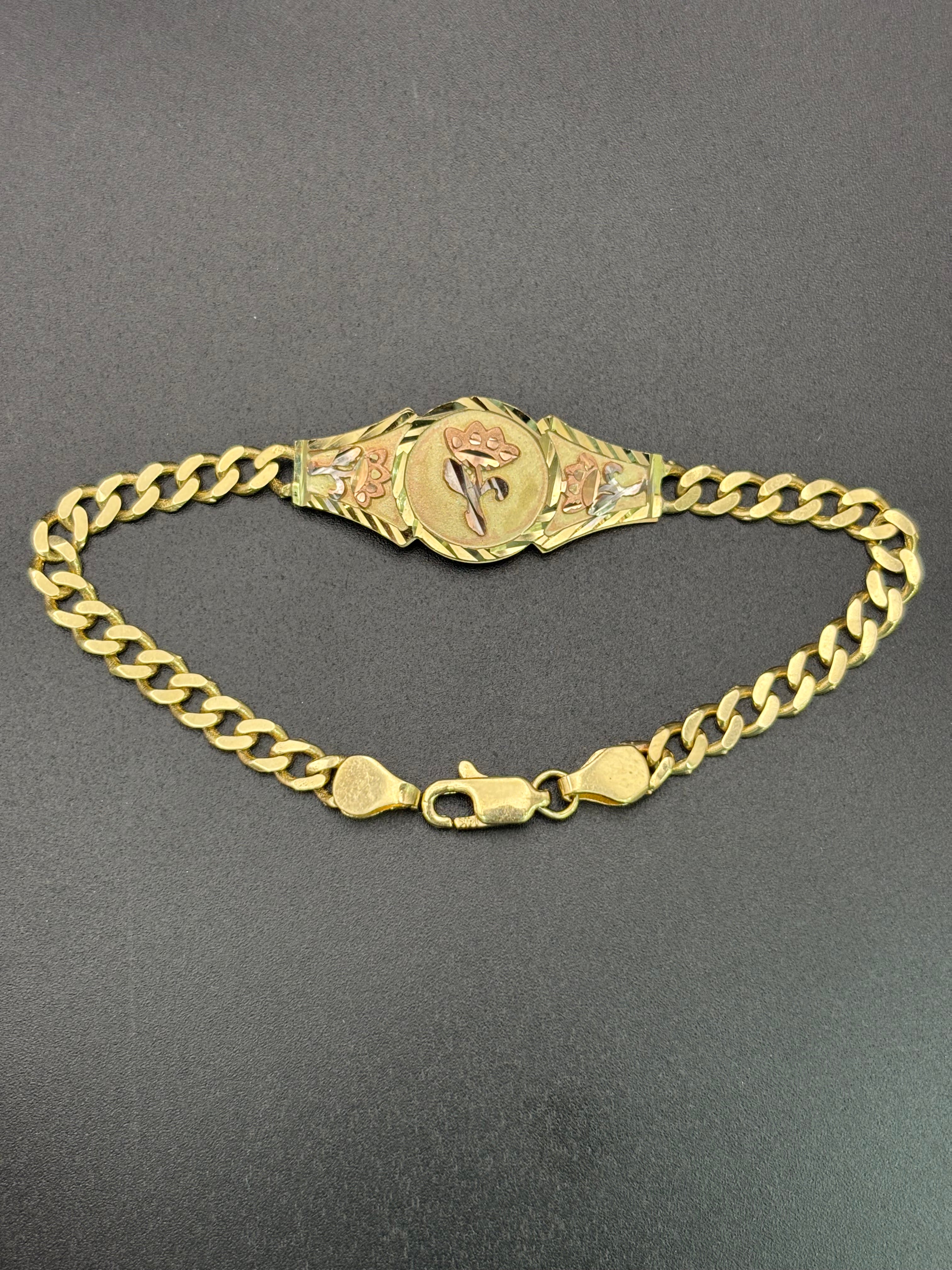 14k Solid Gold Cuban Link Bracelet Rose