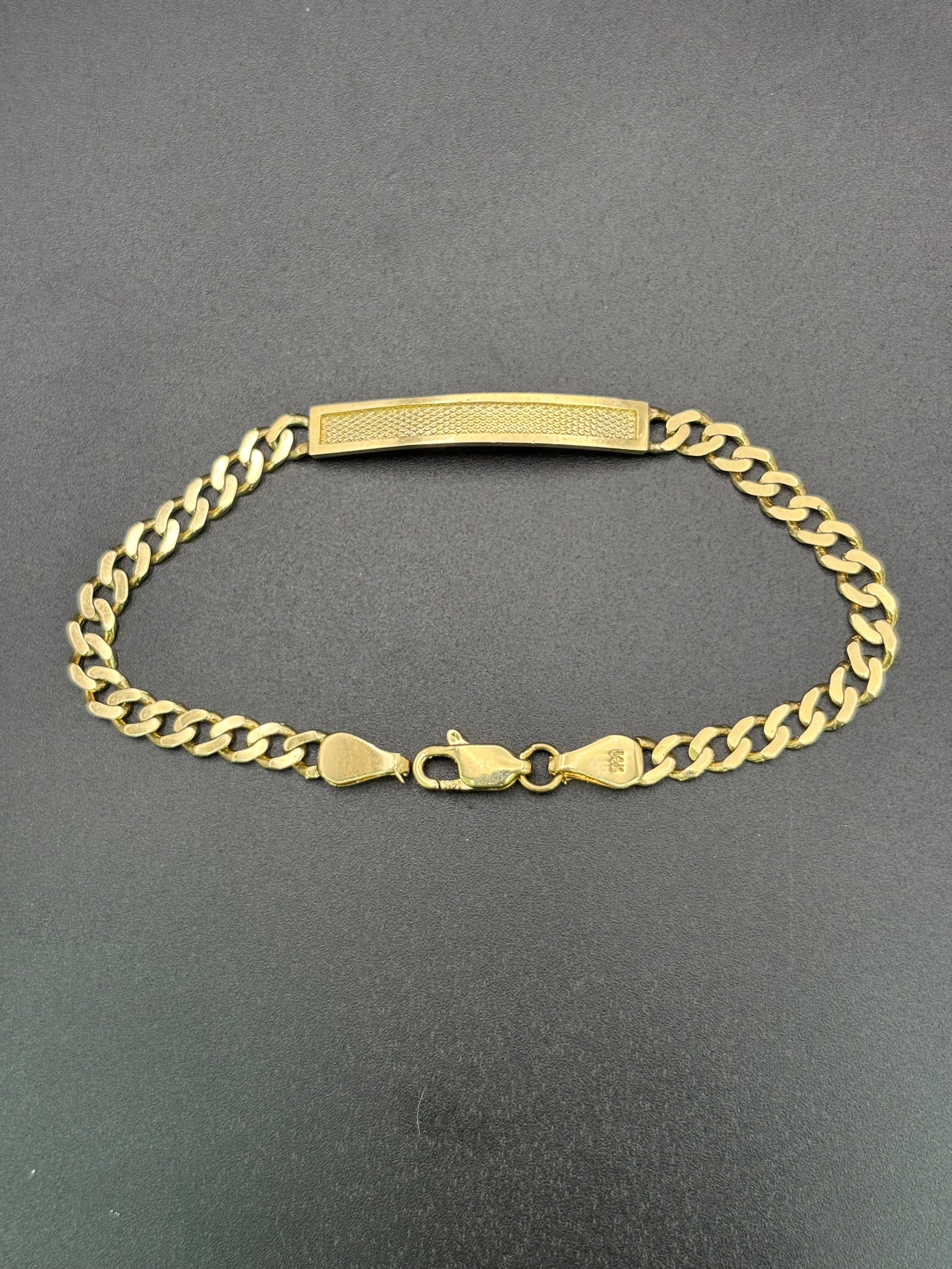 14k Solid Gold Cuban Link Bracelet Plain