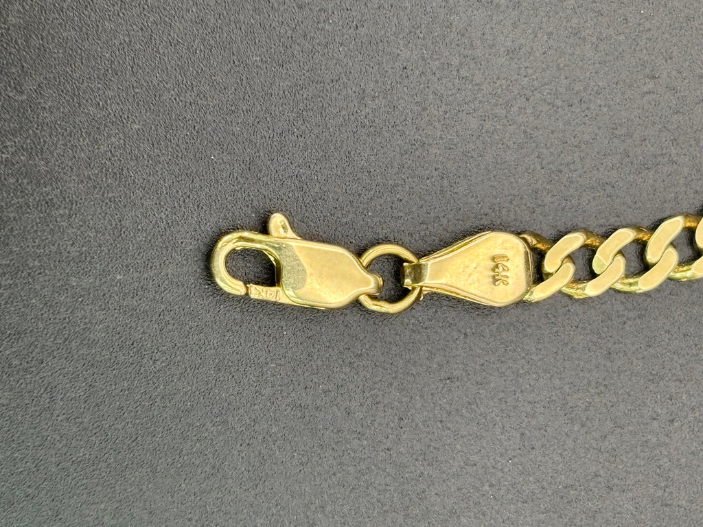 14k Solid Gold Cuban Link Bracelet Plain