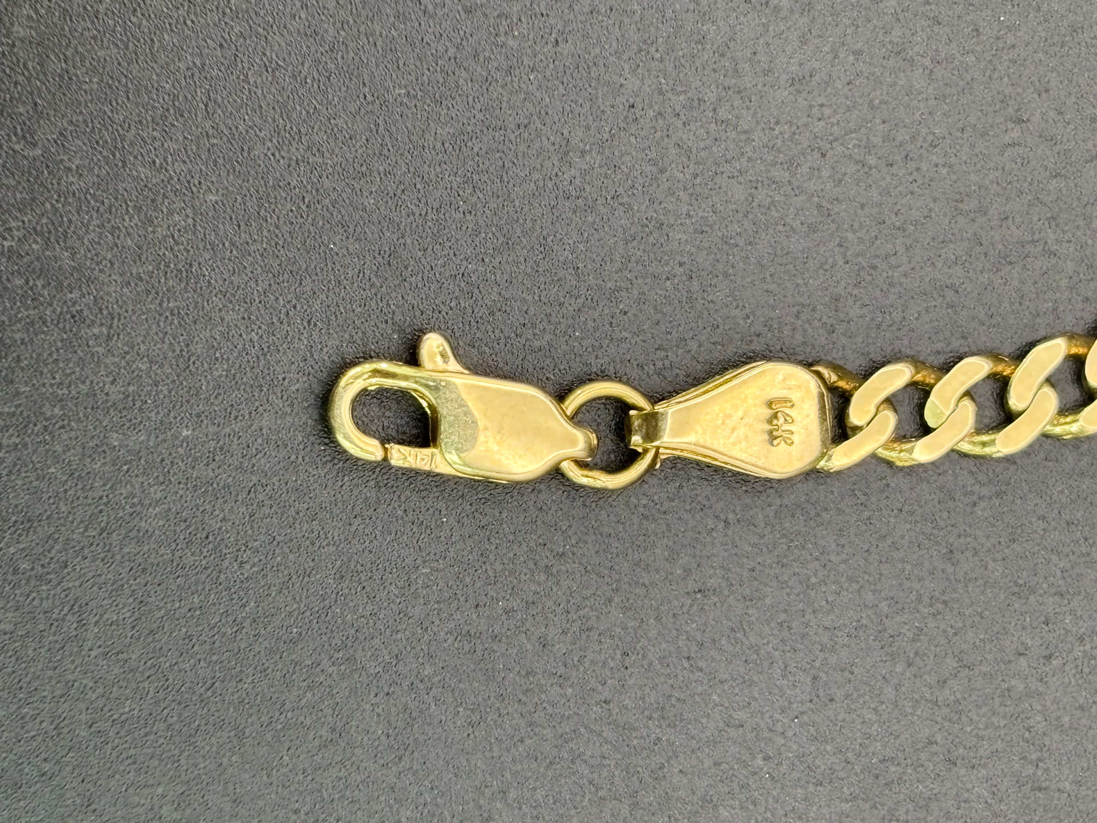 14k Solid Gold Cuban Link Bracelet Plain