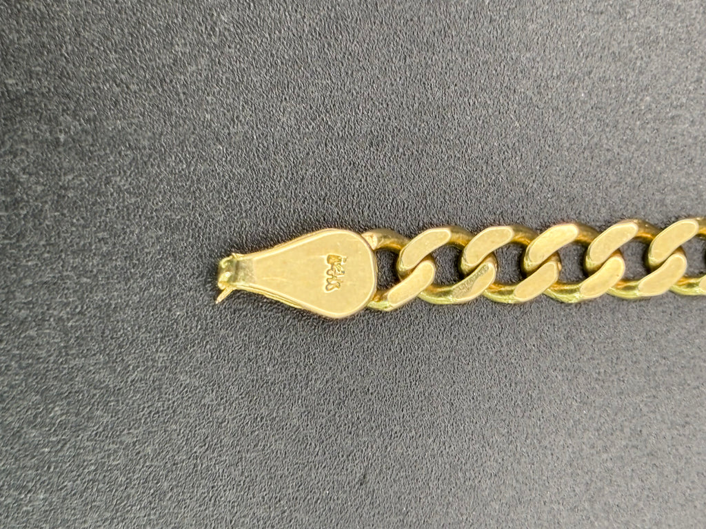 14k Solid Gold Cuban Link Bracelet Plain
