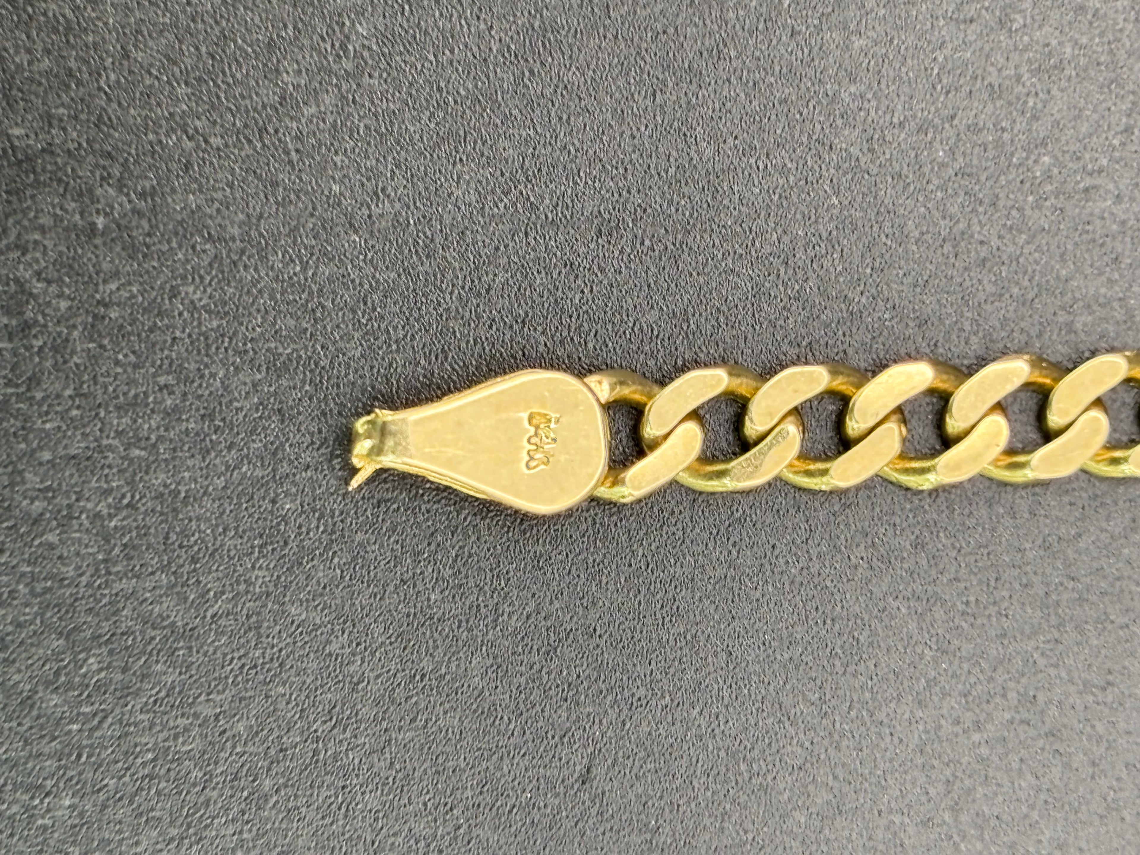 14k Solid Gold Cuban Link Bracelet Plain