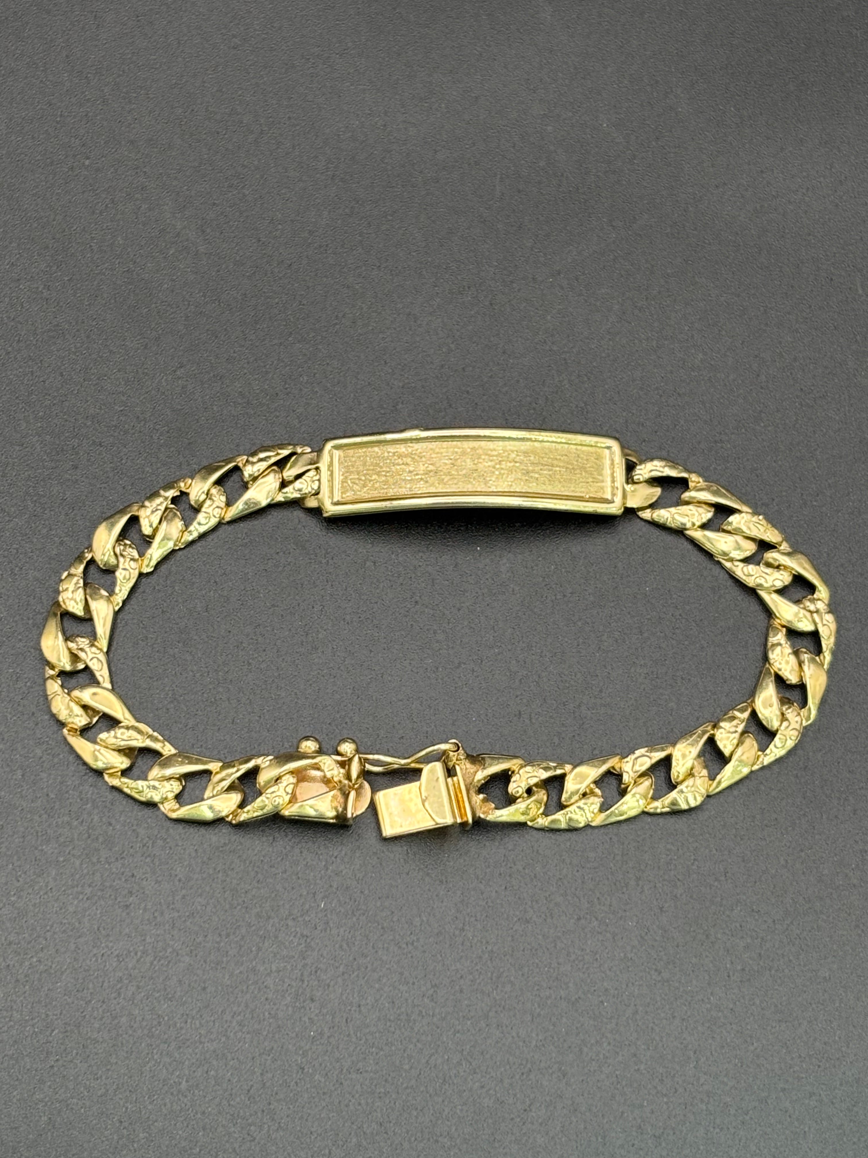 14k Solid Gold Cuban Link Bracelet Plain