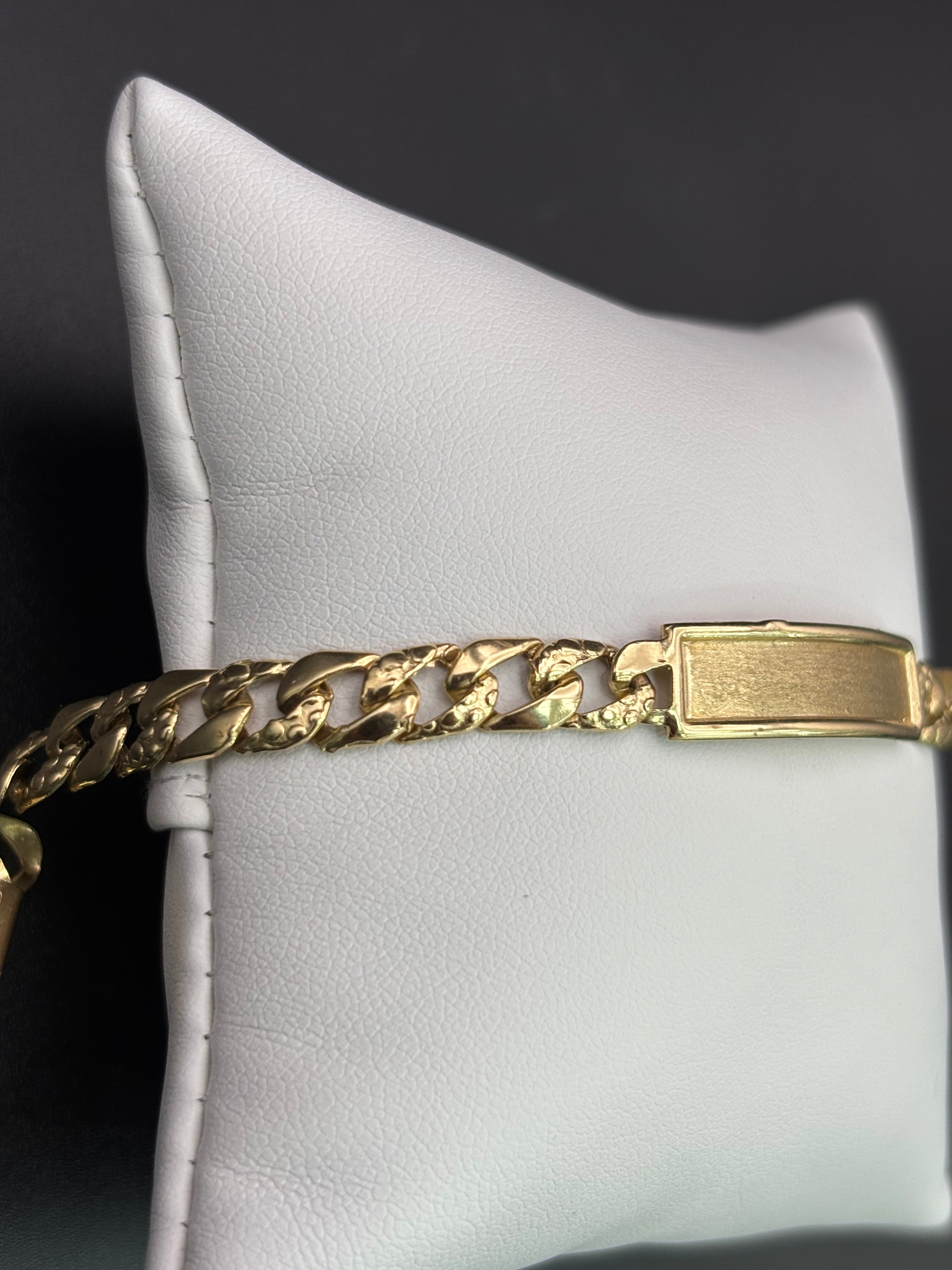 14k Solid Gold Cuban Link Bracelet Plain