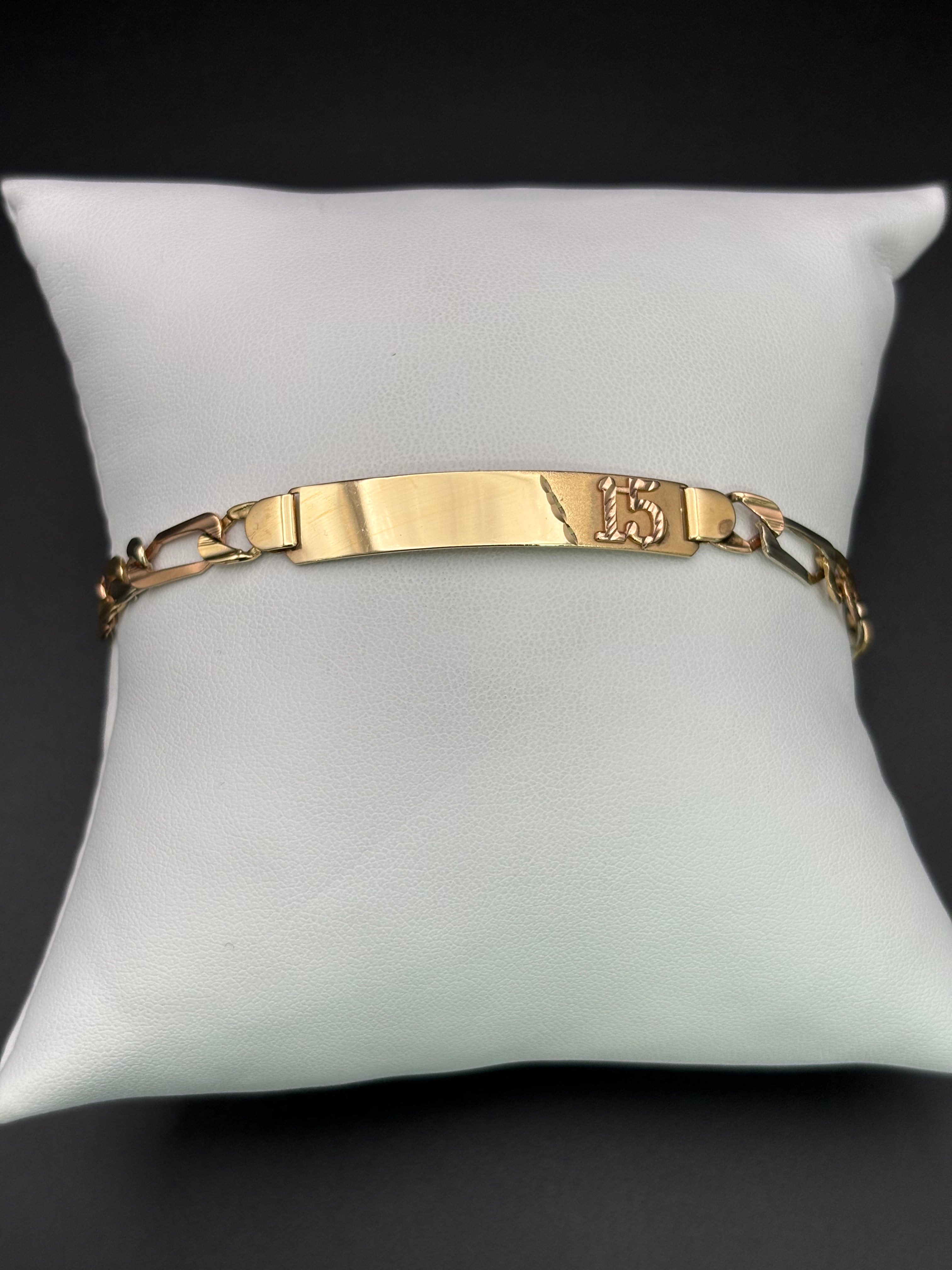 14k Solid Gold Bracelet Cuban Link 15 birthday