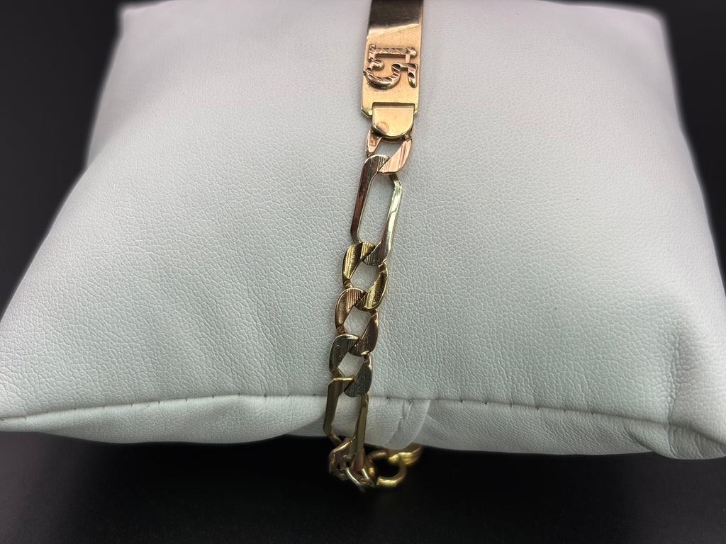 14k Solid Gold Bracelet Cuban Link 15 birthday