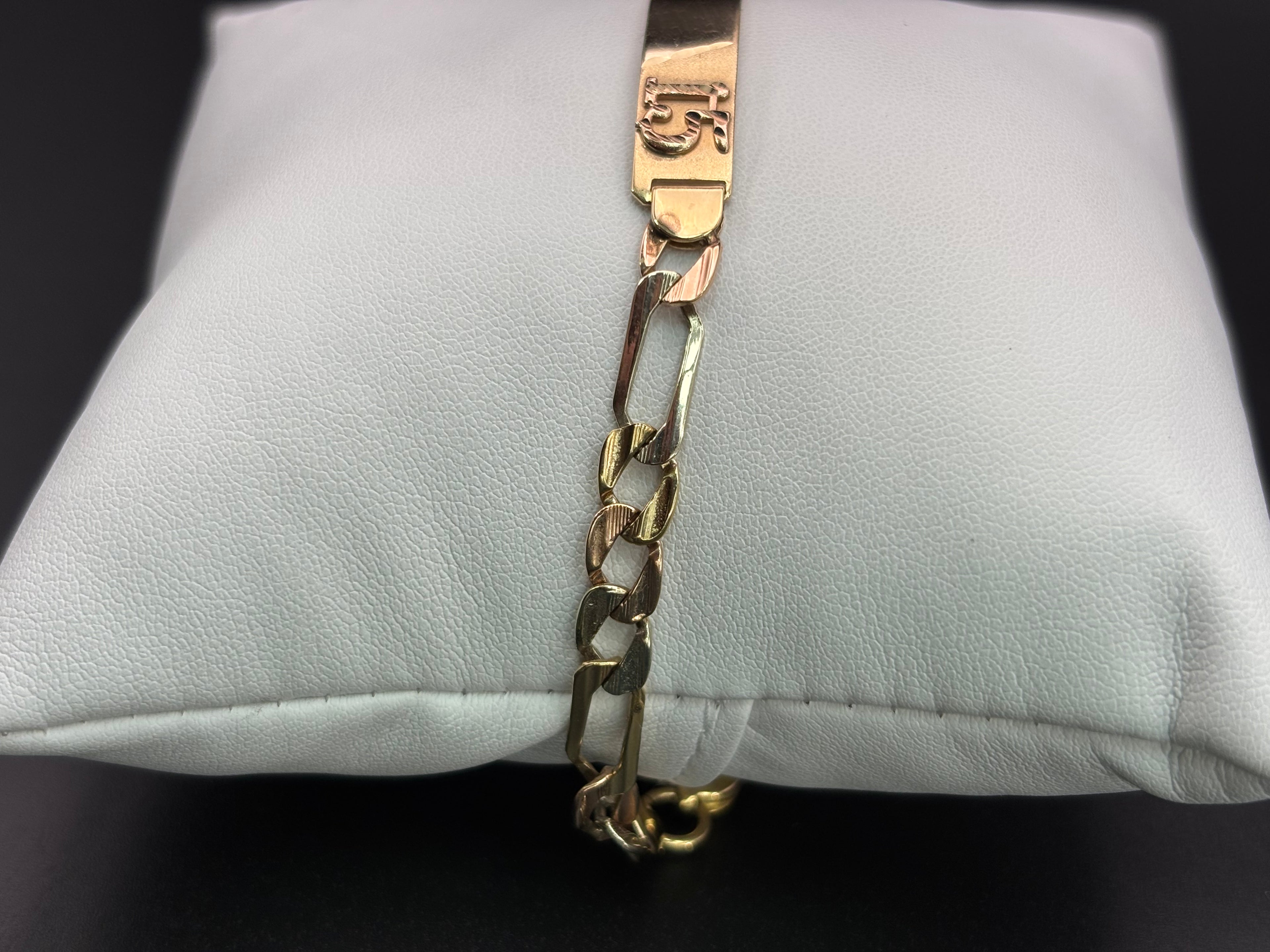 14k Solid Gold Bracelet Cuban Link 15 birthday
