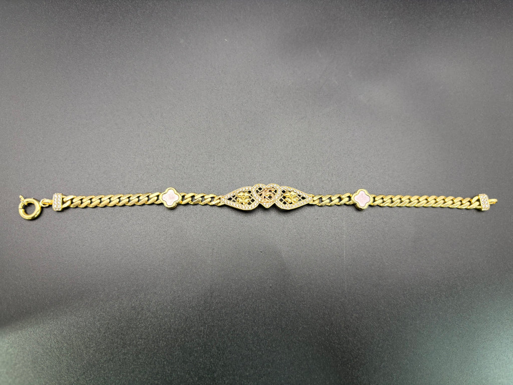 14k Gold Cuban Link Quinceanera Bracelet