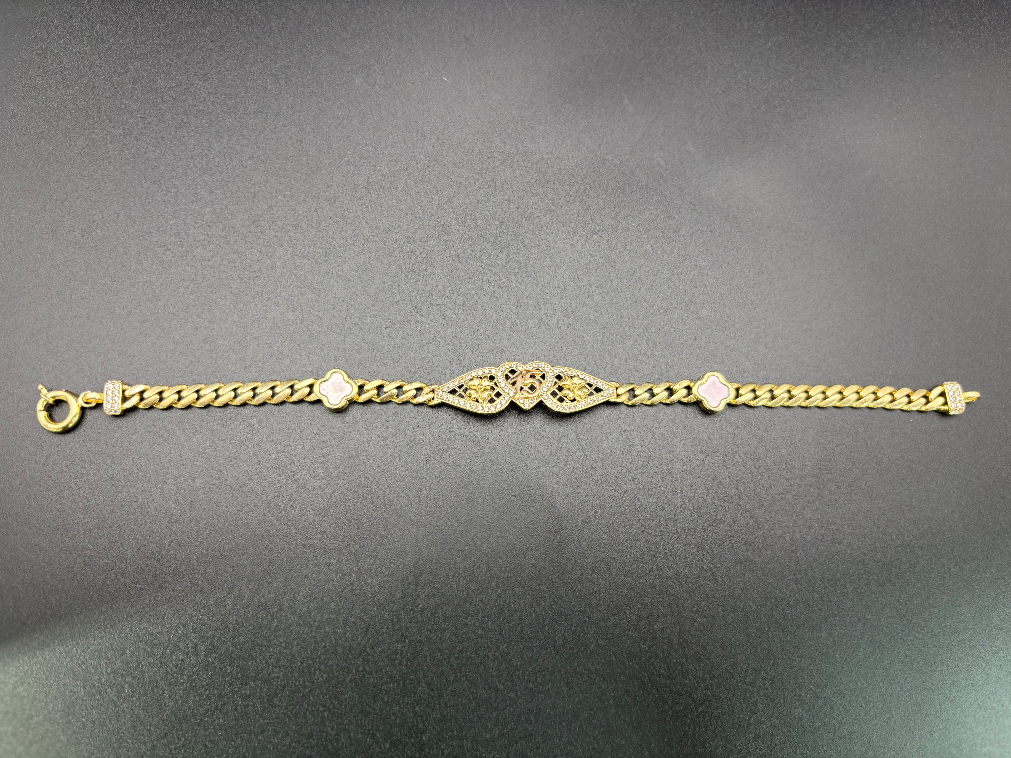 14k Gold Cuban Link Quinceanera Bracelet
