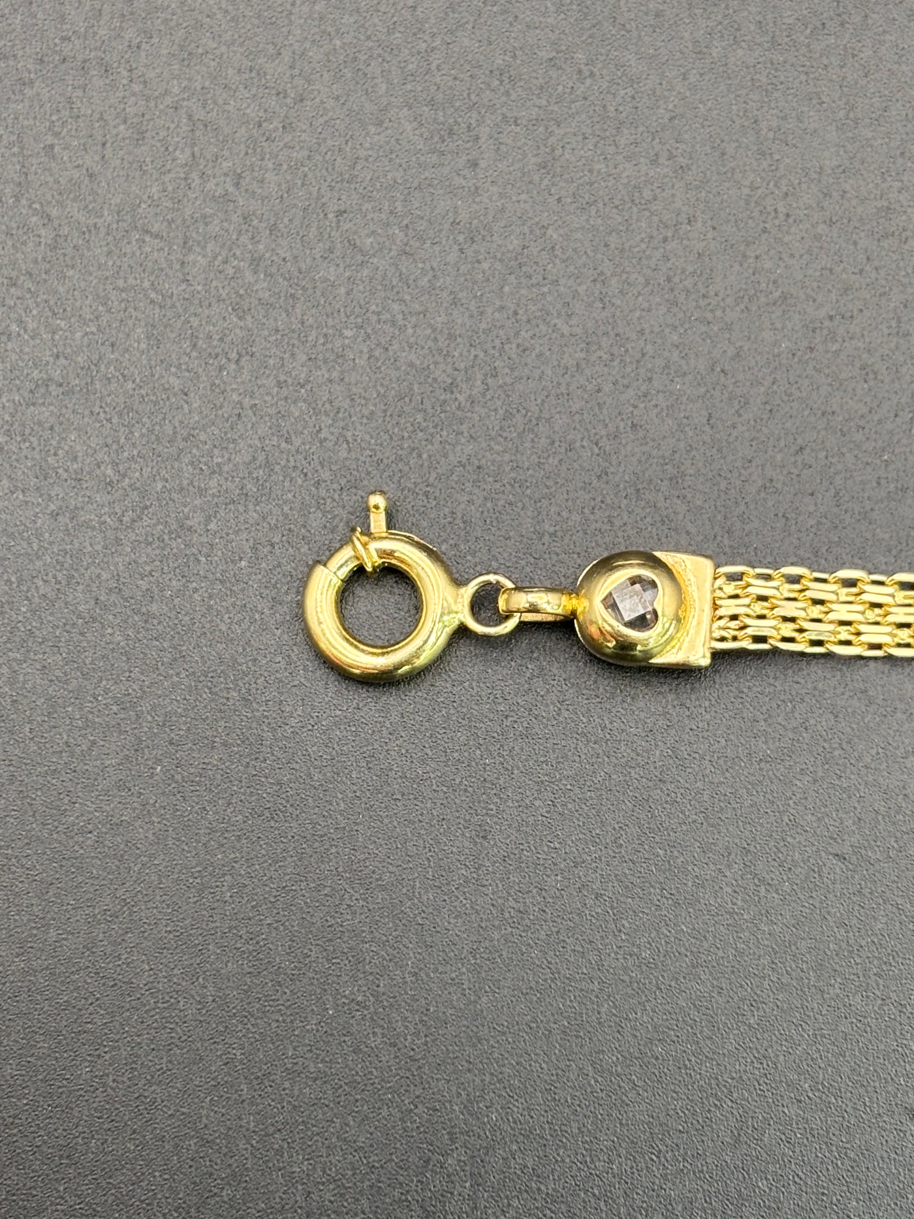 14k Solid Gold Bracelet Link 15 birthday Good Luck