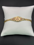 14k Solid Gold Bracelet Link 15 Birthday Rose
