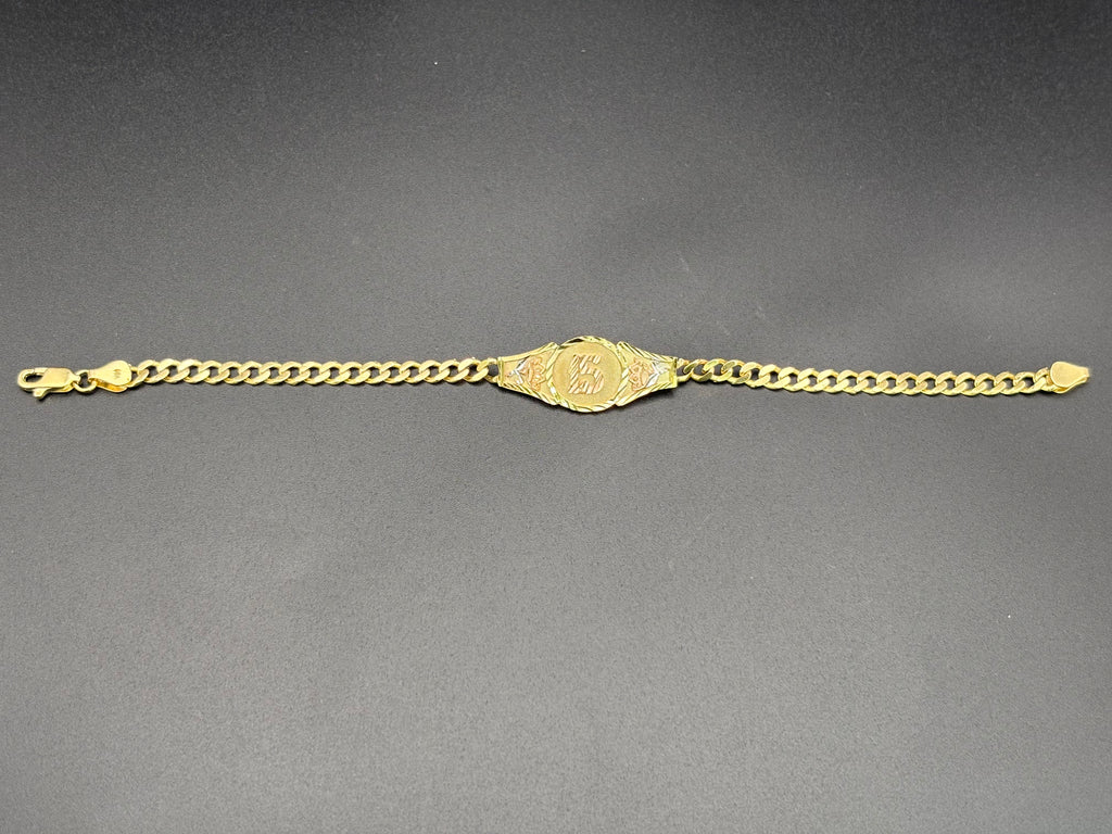 14k Solid Gold Bracelet Link 15 Birthday Rose