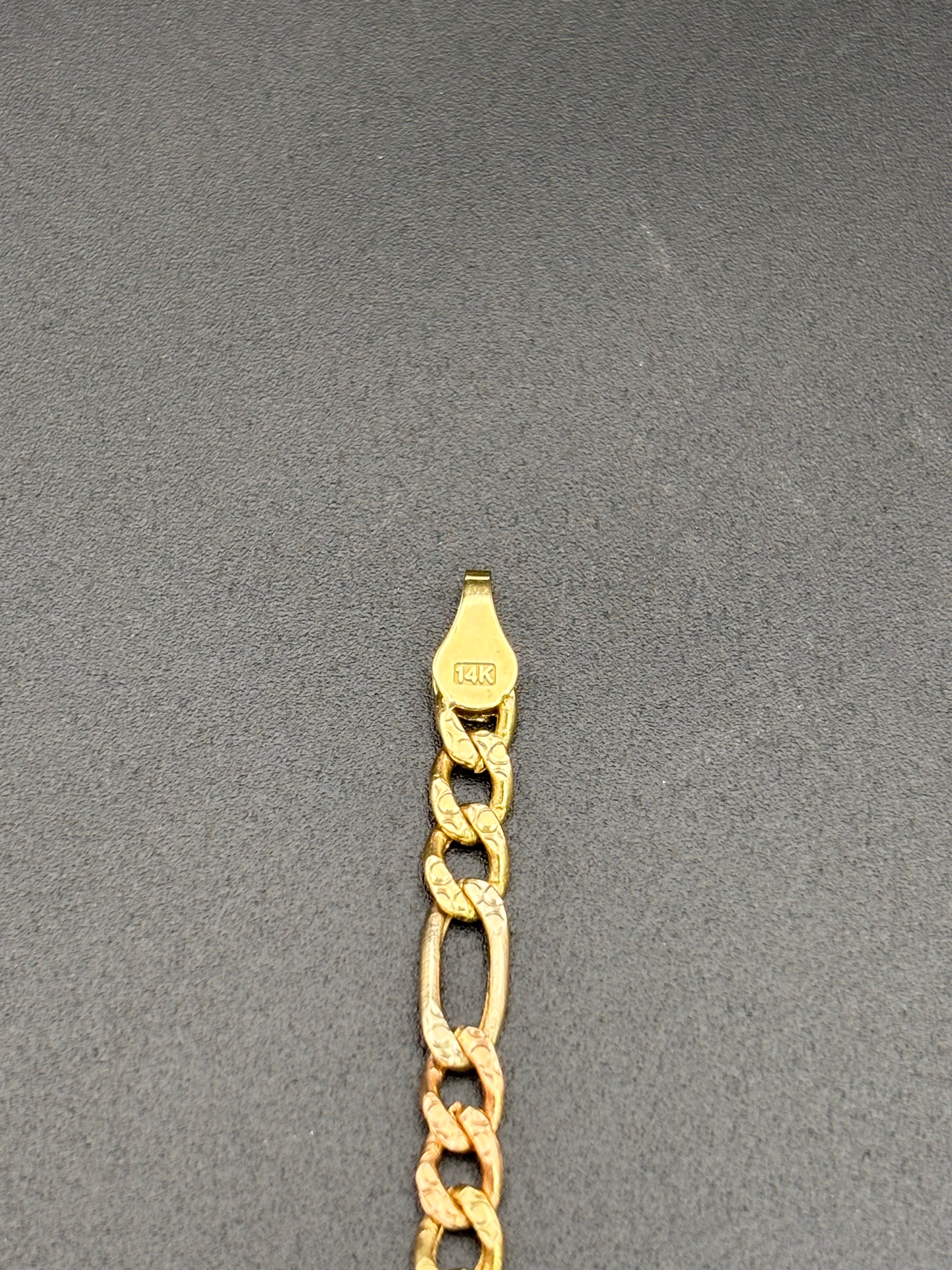 14k Solid Gold Bracelet Link 15 Birthday Hearts