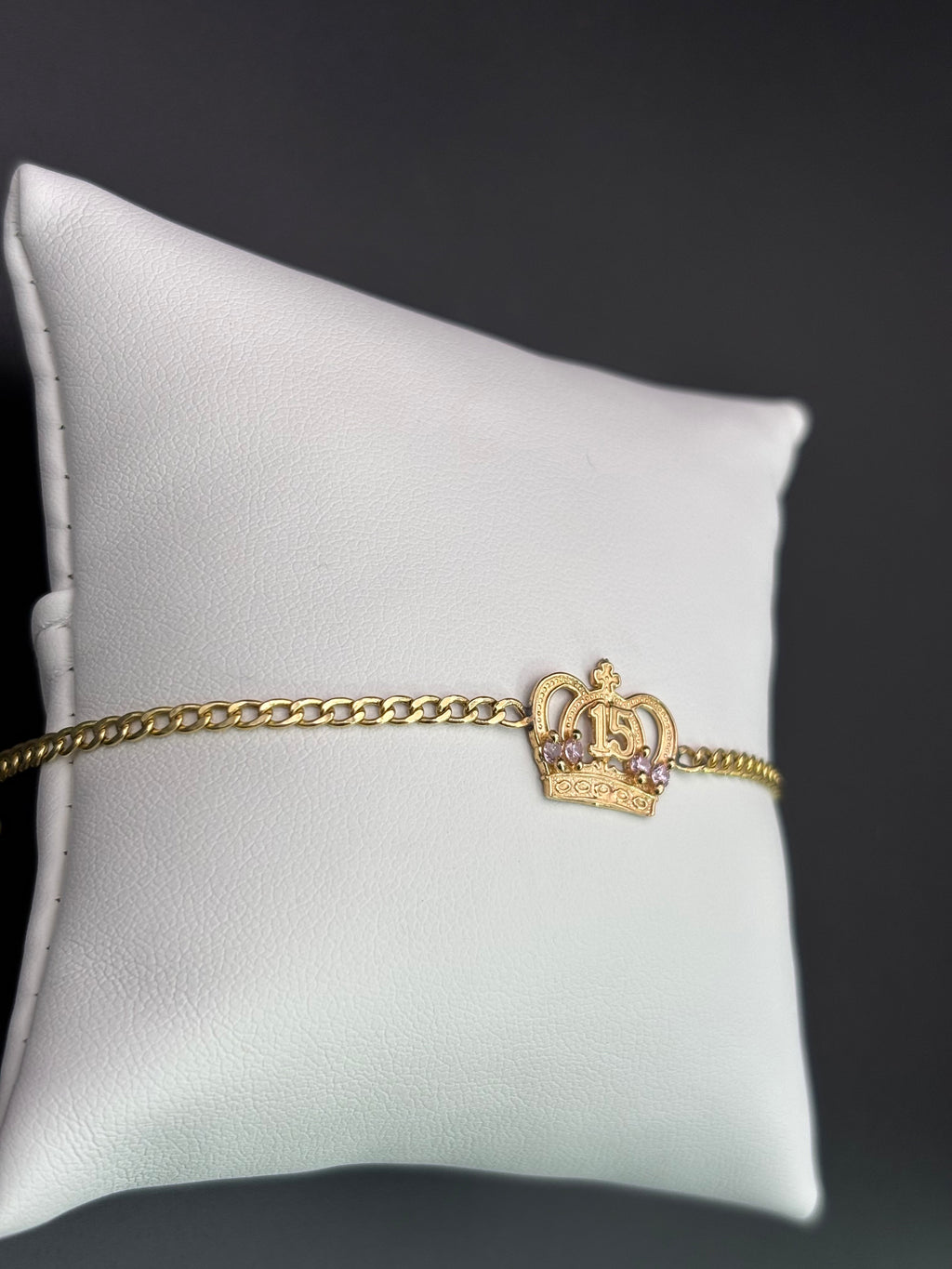 14k Solid Gold Bracelet Link 15 Birthday Crown