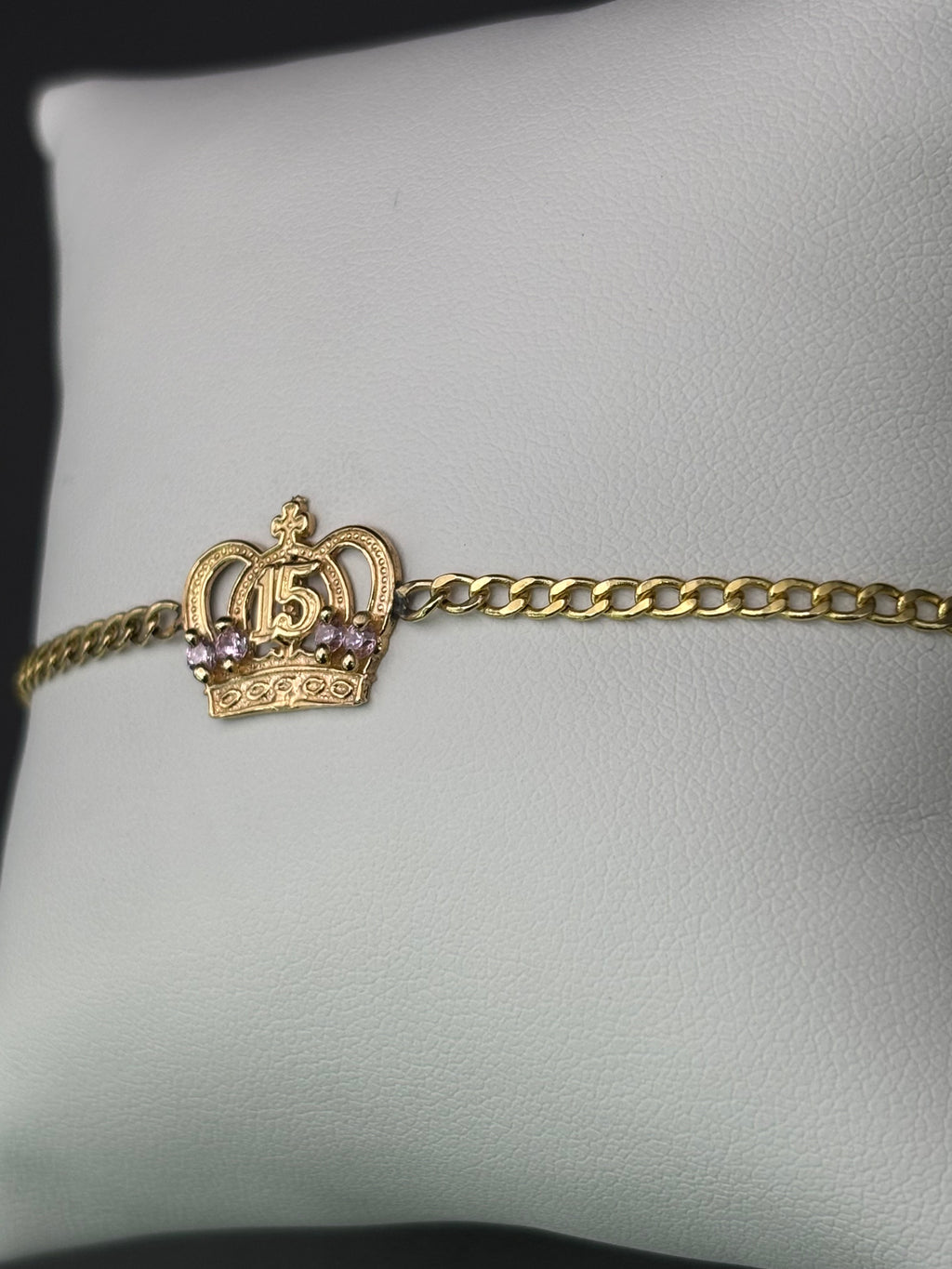 14k Solid Gold Bracelet Link 15 Birthday Crown