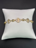 14k Solid Gold Bracelet Link 3 Cross