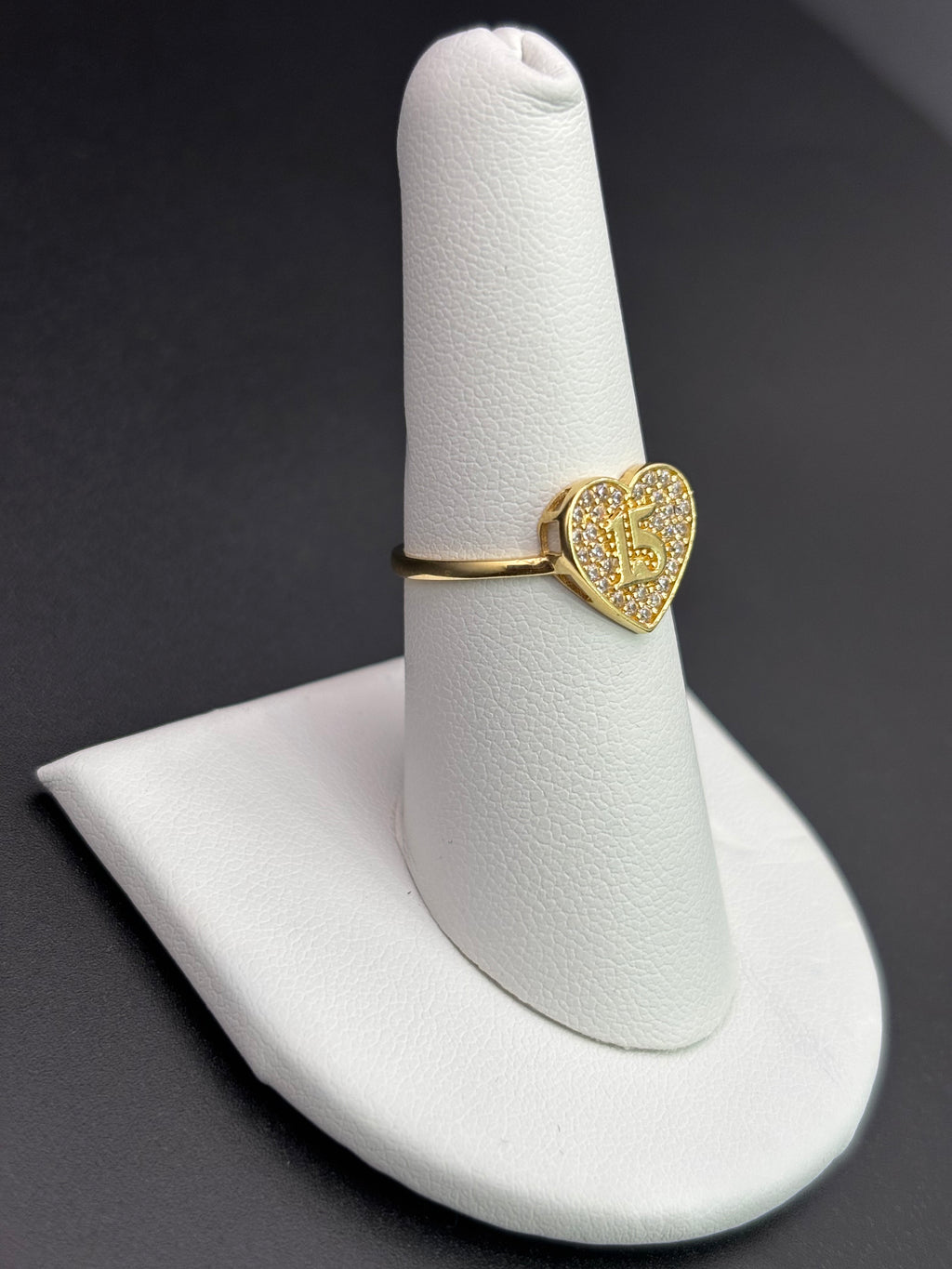 14k Solid Gold Ring 15 Birthday Heart
