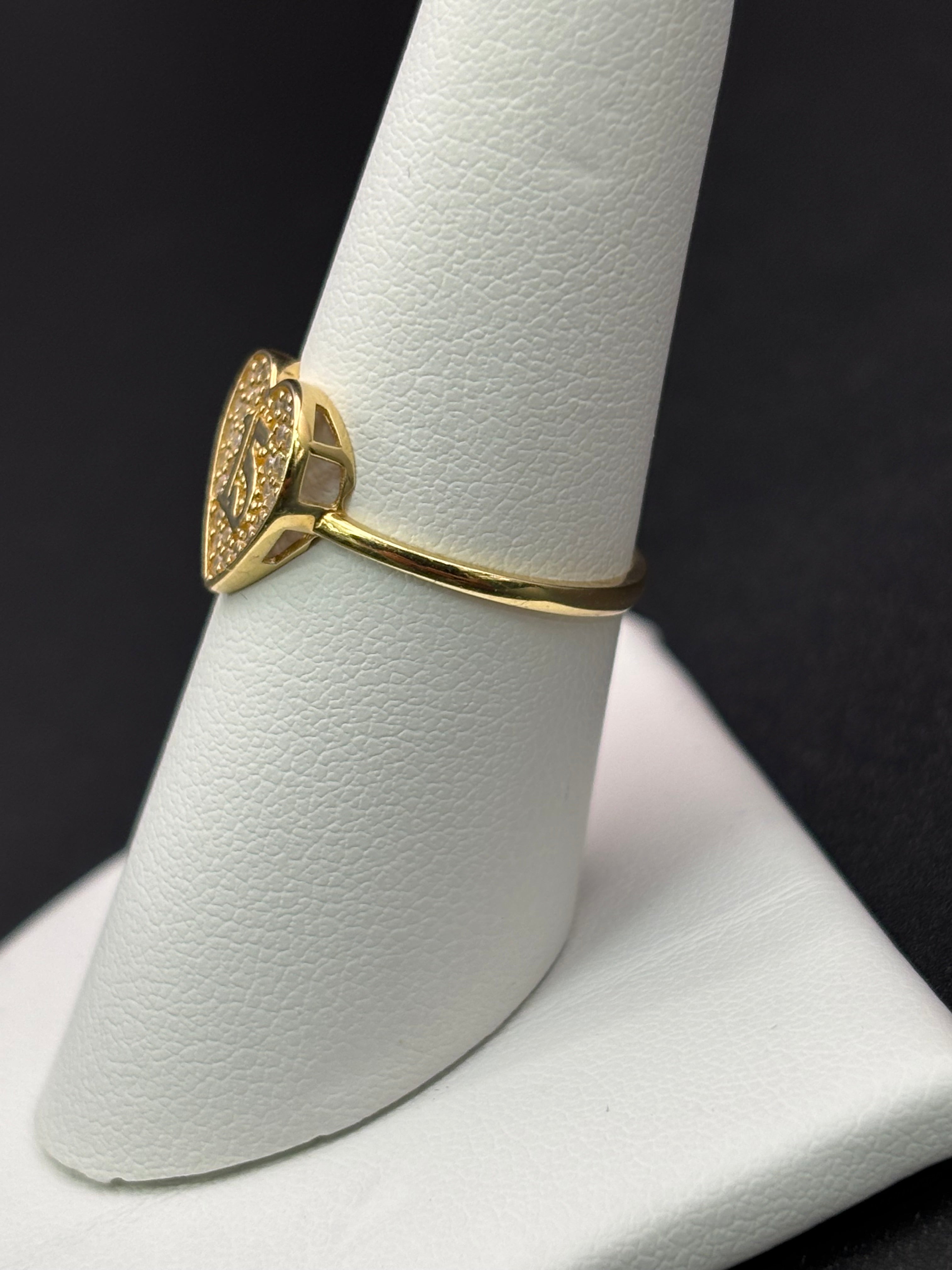 14k Solid Gold Ring 15 Birthday Heart
