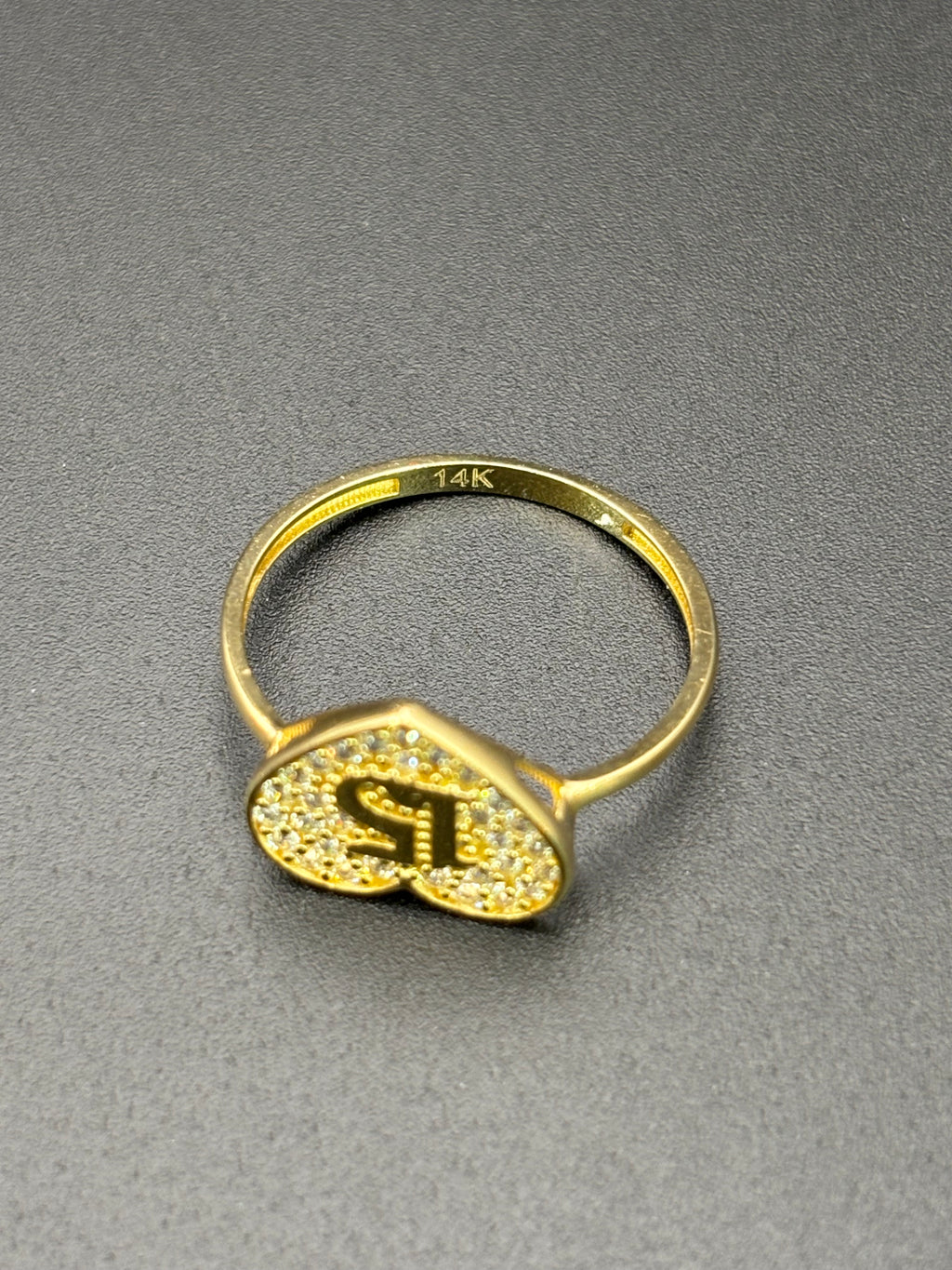 14k Solid Gold Ring 15 Birthday Heart