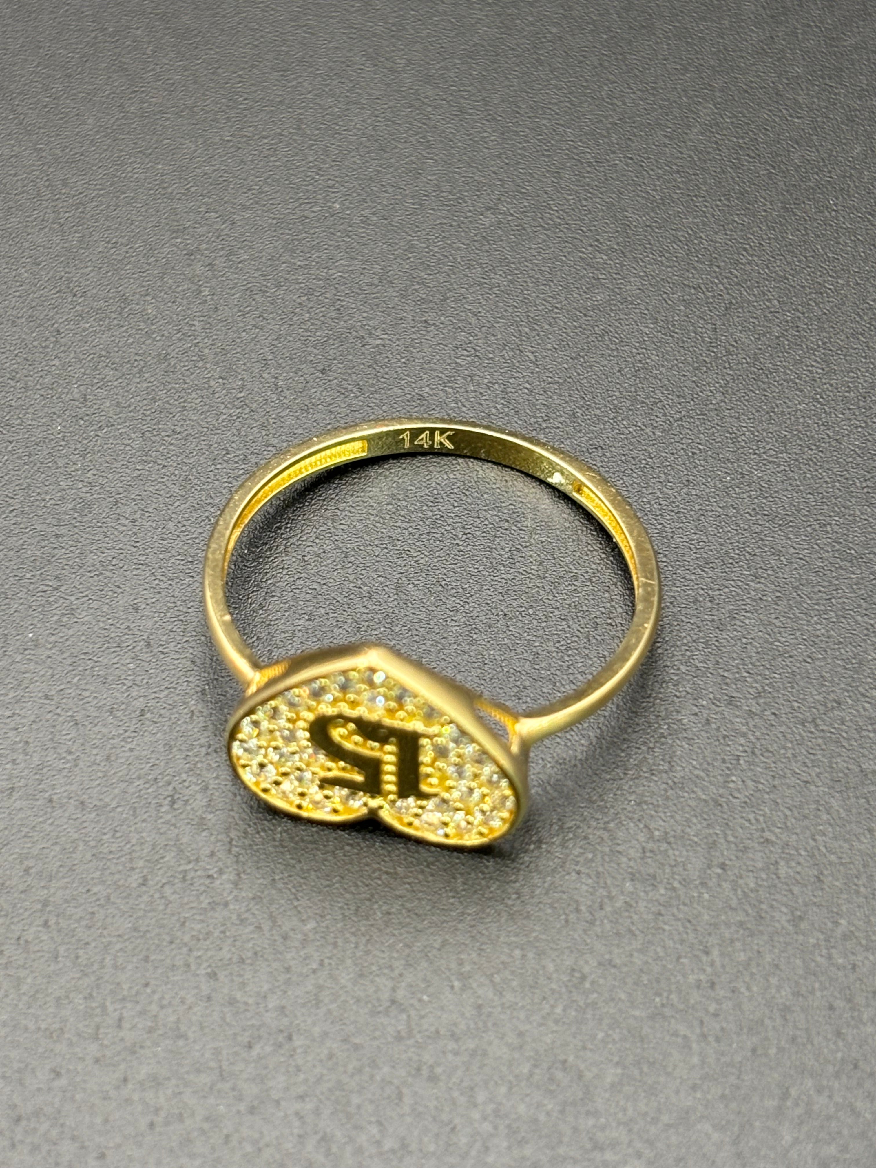 14k Solid Gold Ring 15 Birthday Heart
