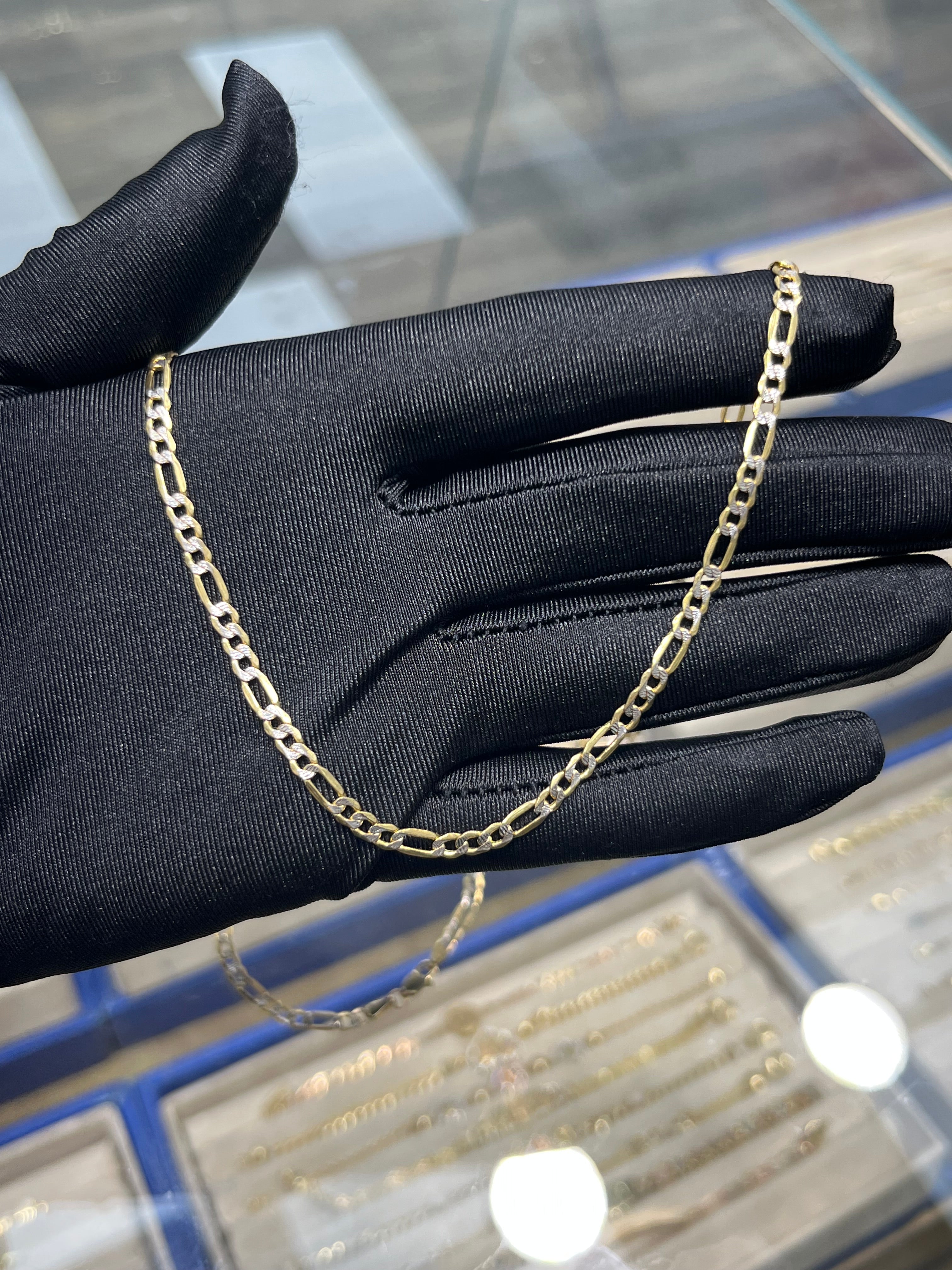 14k Gold Diamond Cut Figaro Chain #5