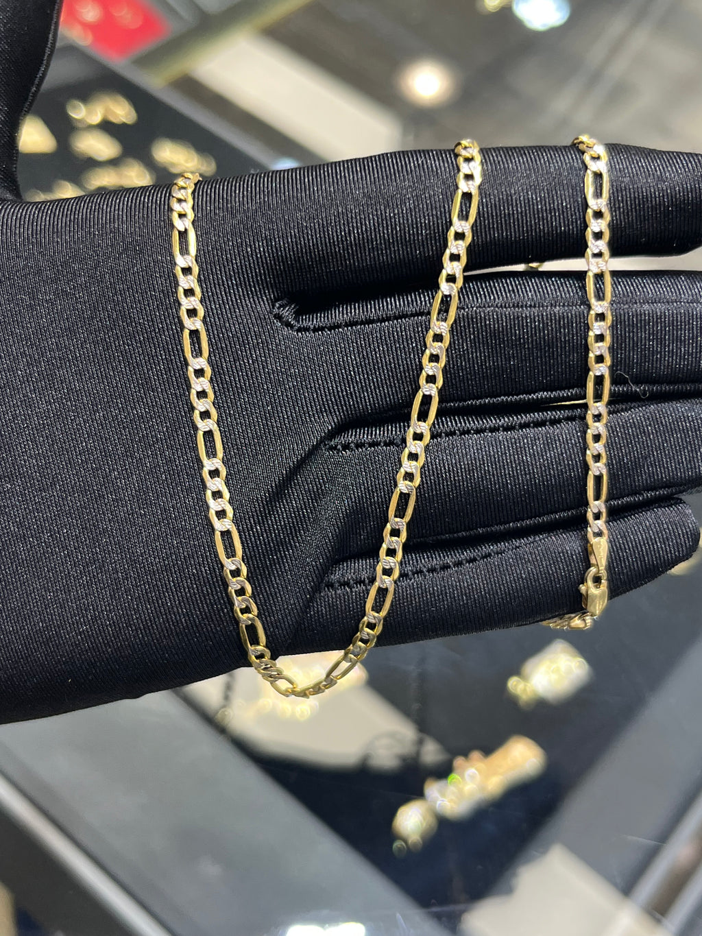 14k Gold Diamond Cut Figaro Chain #5