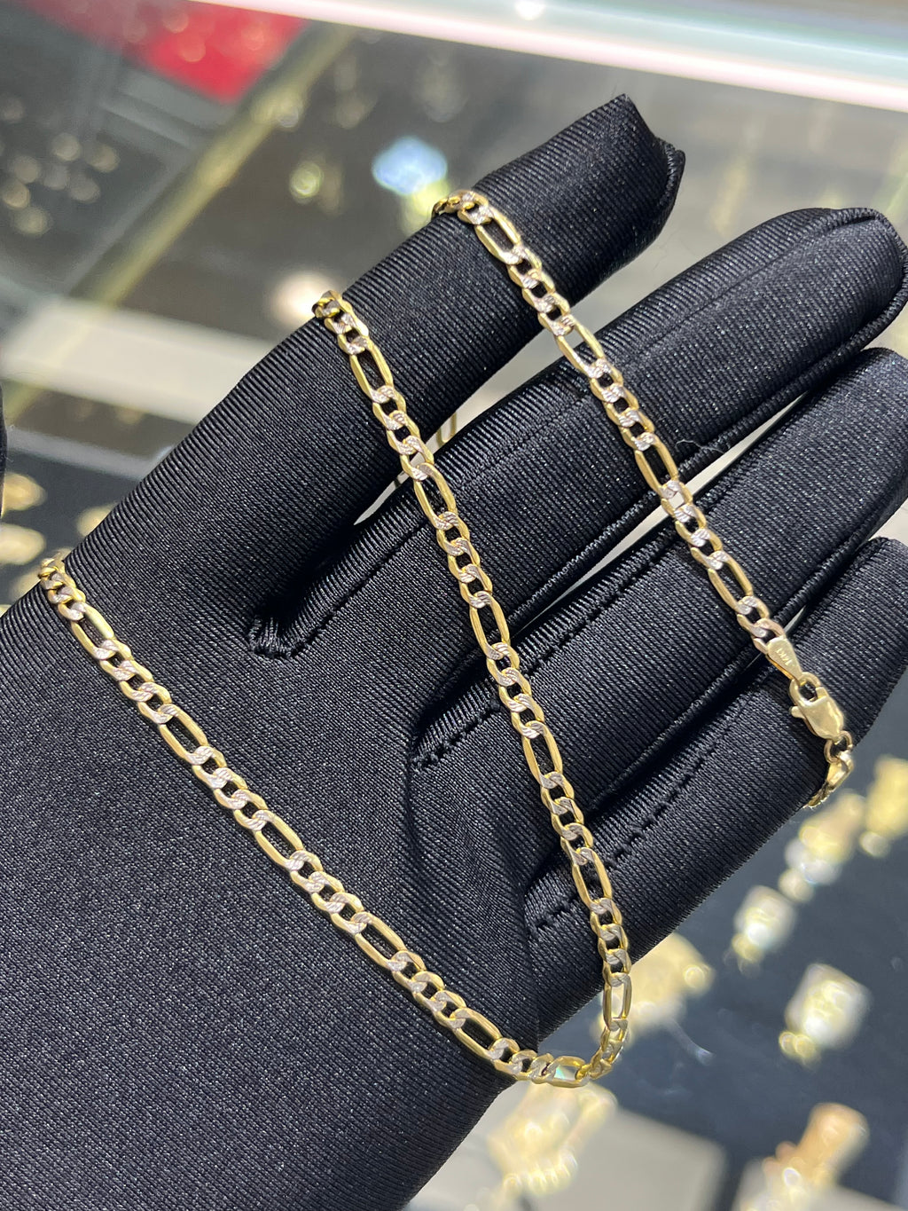 14k Gold Diamond Cut Figaro Chain #5