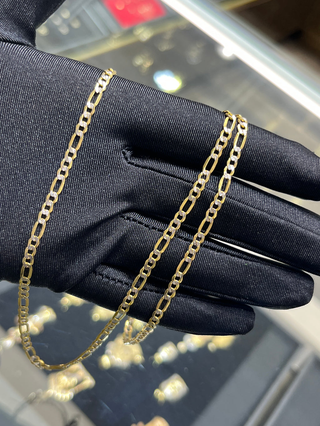 14k Gold Diamond Cut Figaro Chain #5